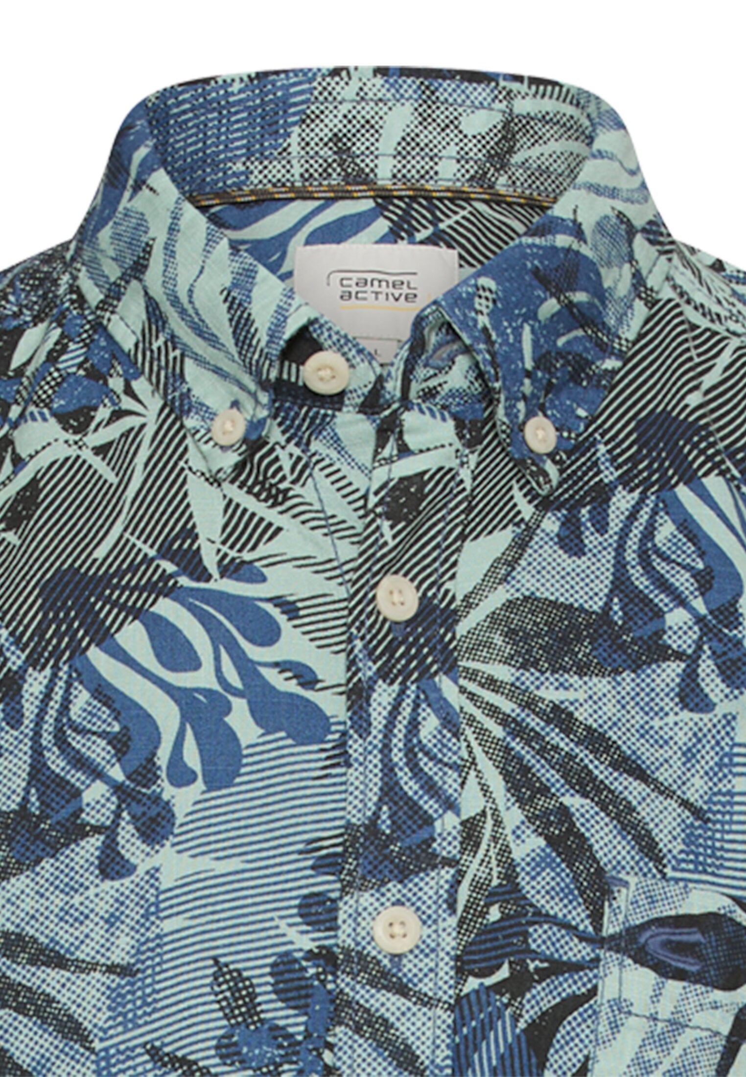 Camel Active lyhythihainen kauluspaita regular fit iso Havaji-printti