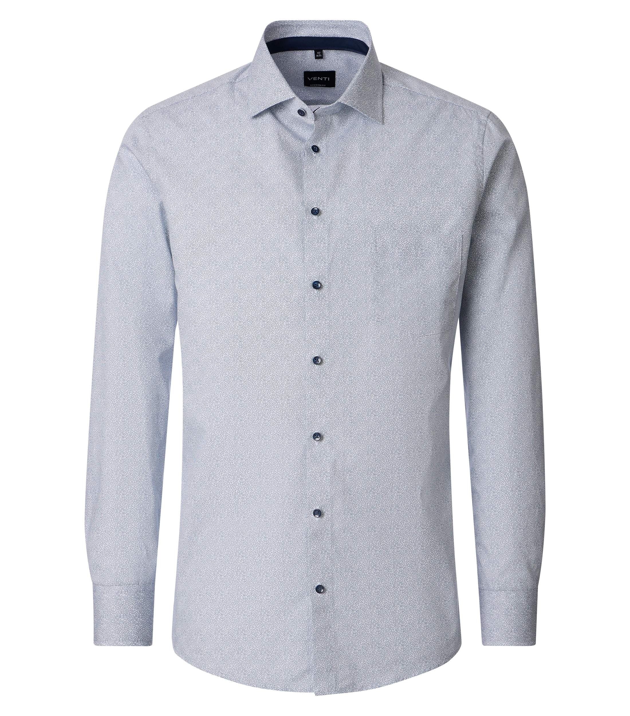 Venti pitkähihainen kauluspaita sininen mikroprintti modern fit
