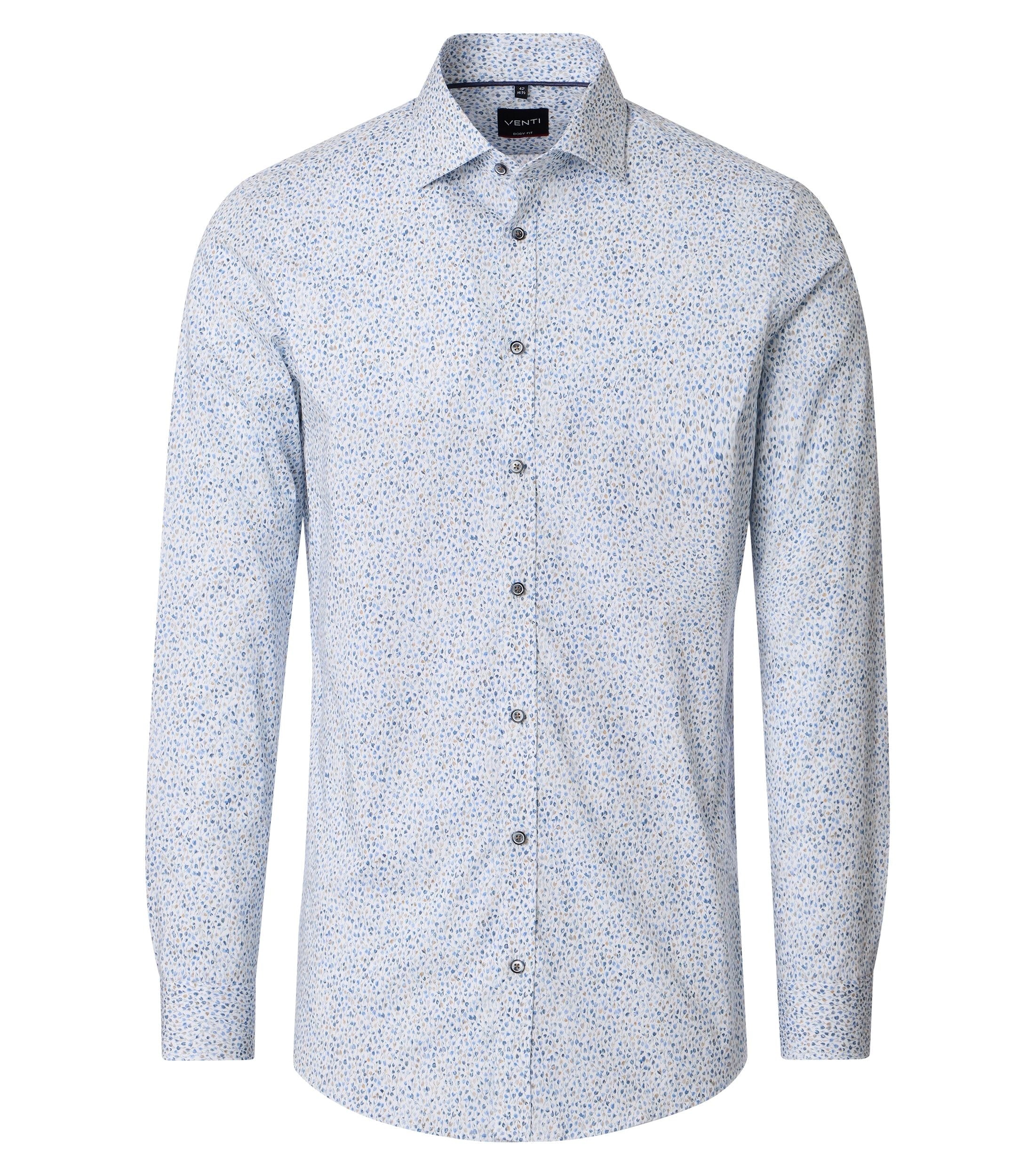 Venti pitkähihainen kauluspaita pieni sininen printti body fit