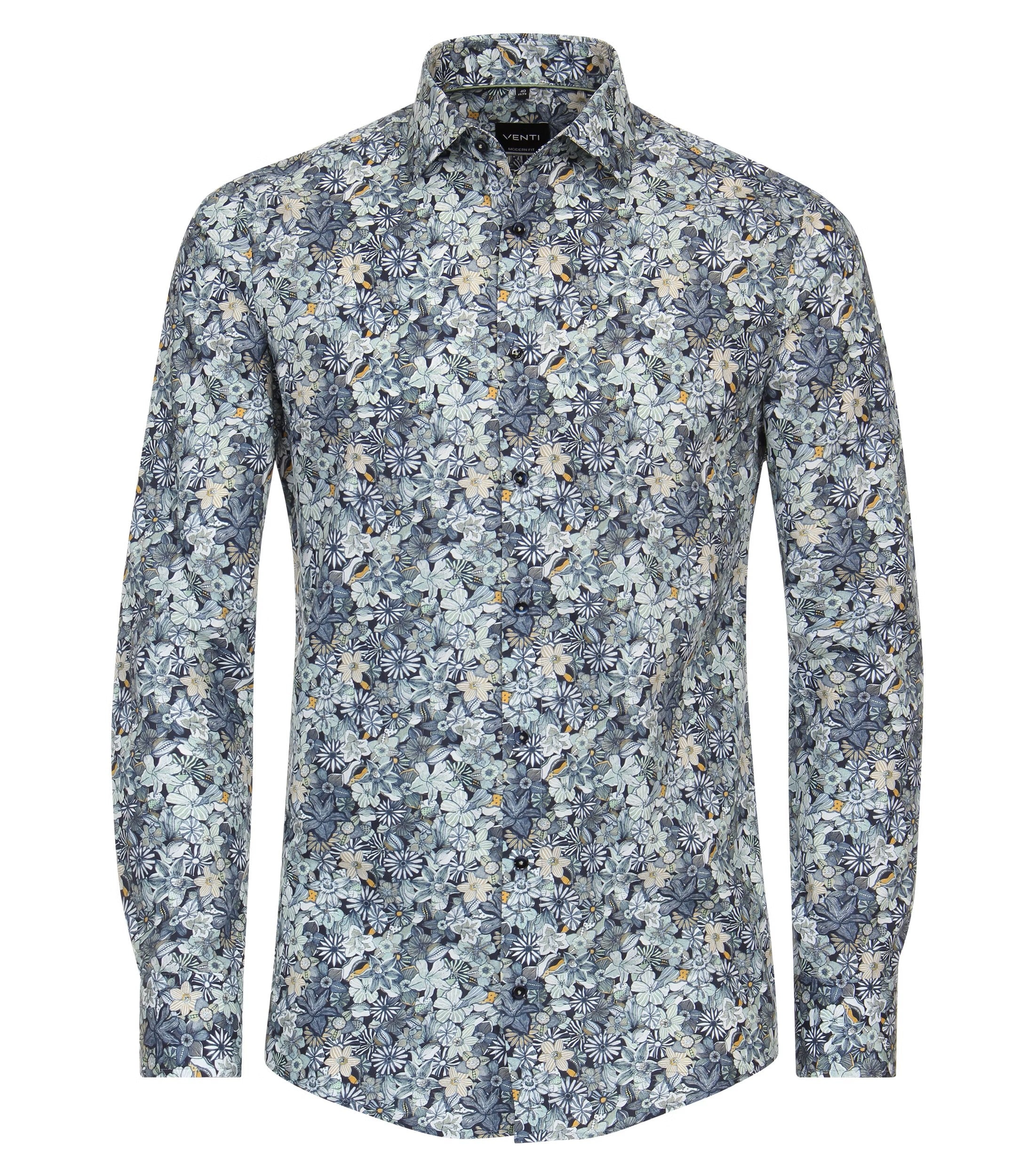 Venti kauluspaita sininen kukka printtikuviolla modern fit