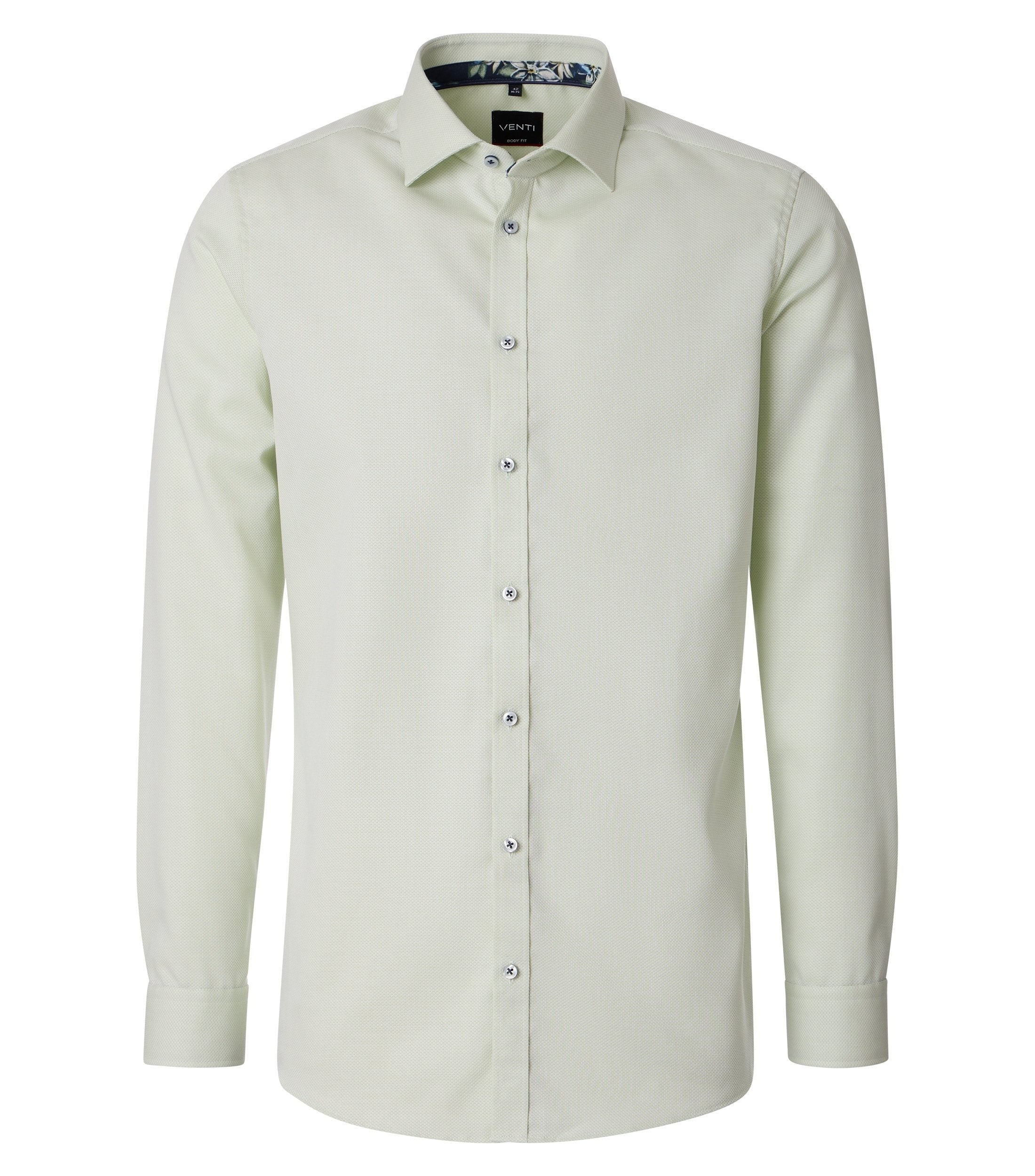 Venti pitkähihainen kauluspaita vihreä struktuuri body fit