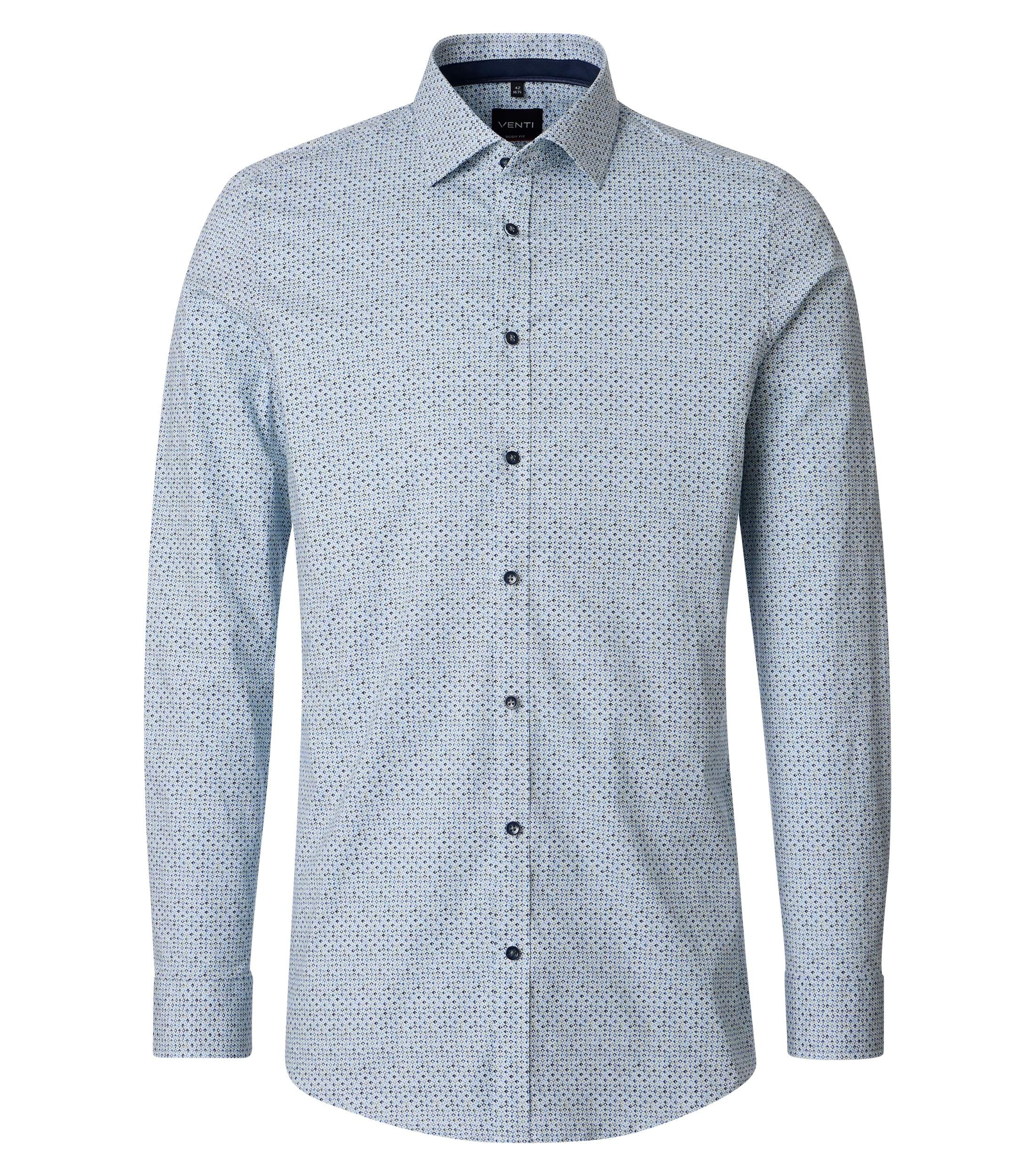 Venti pitkähihainen kauluspaita sininen printti body fit