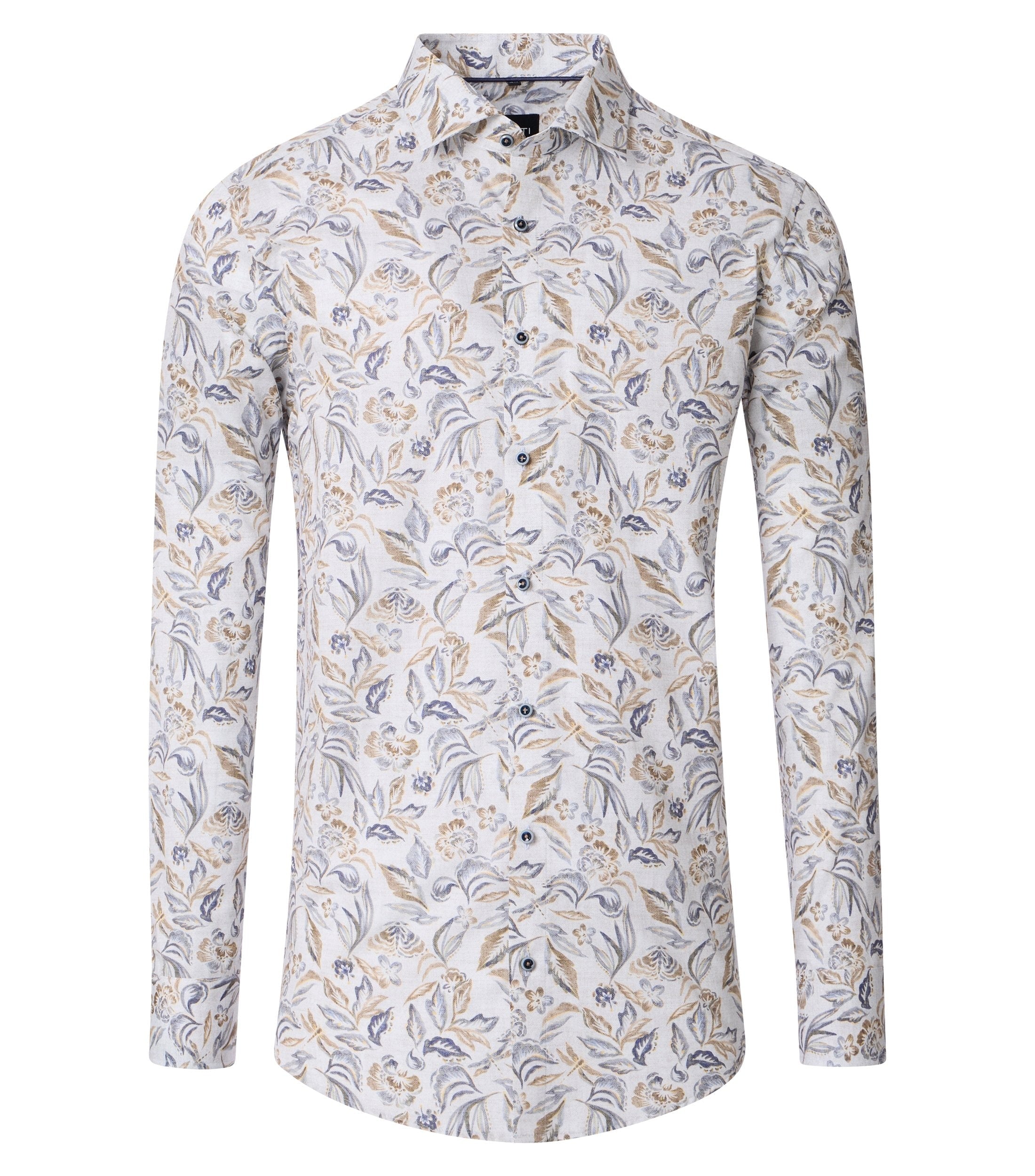 Venti kauluspaita beige printti modern fit