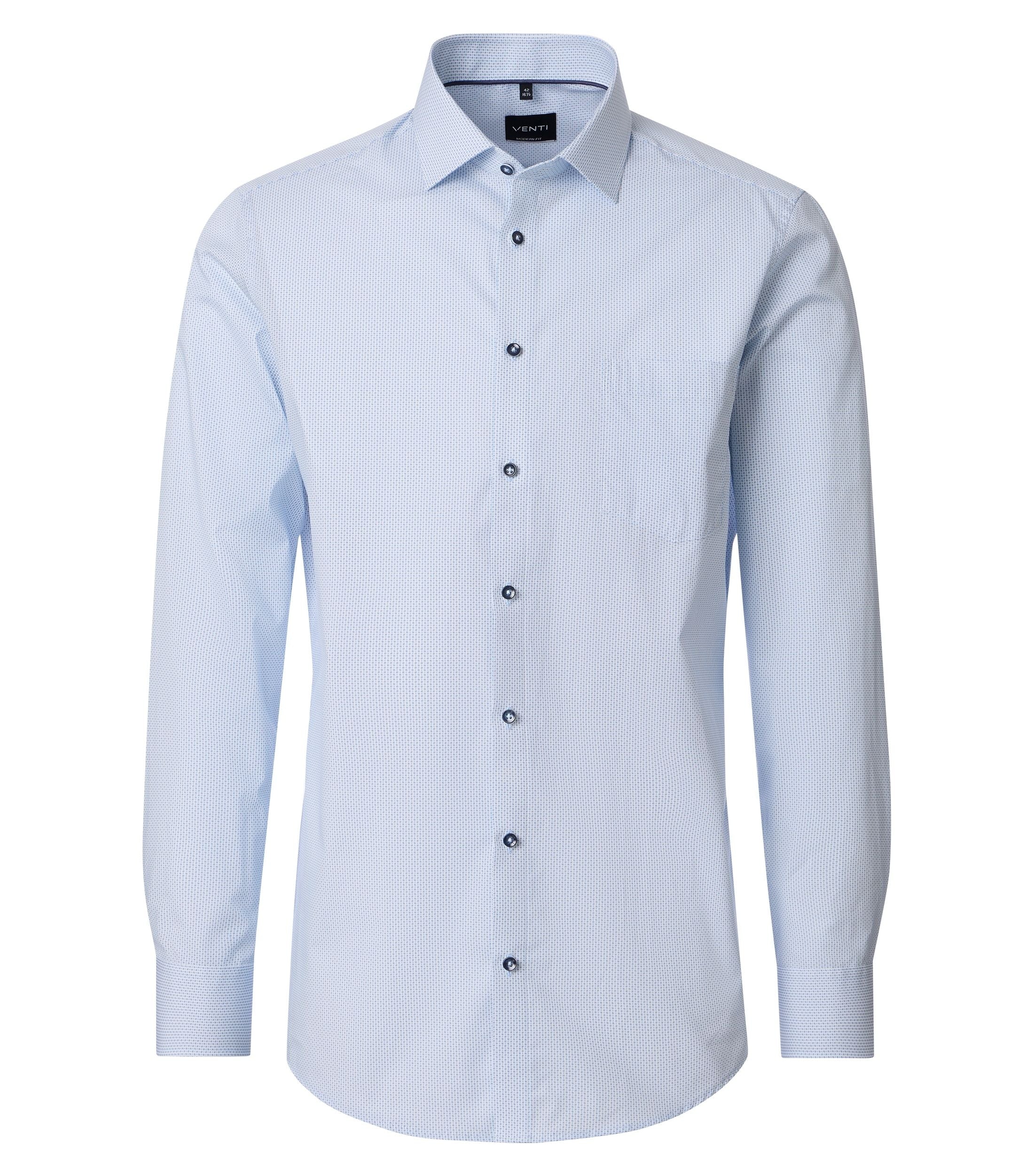 Venti pitkähihainen kauluspaita vaaleansininen mikroprintti modern fit