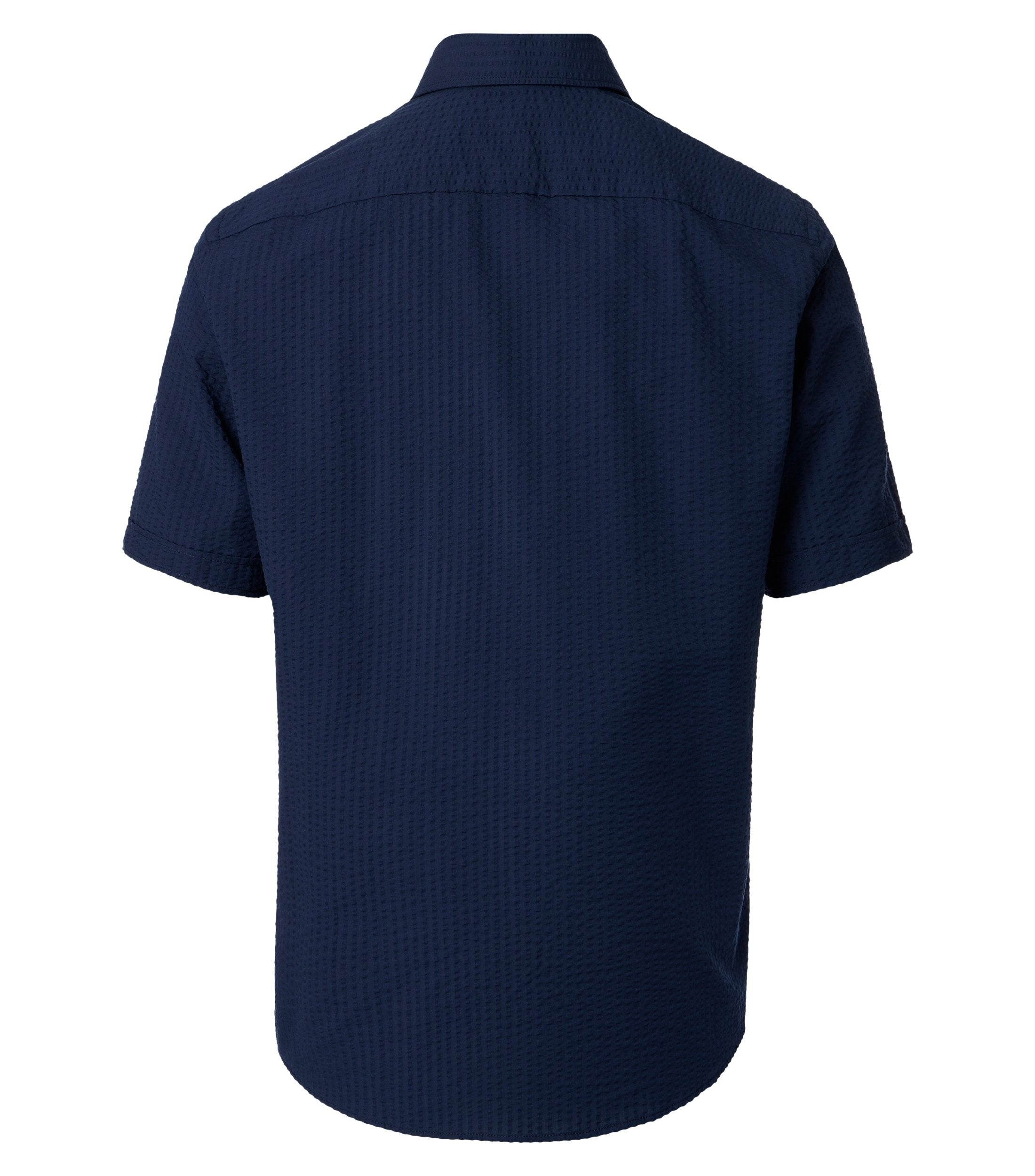 Casamoda lyhythihainen kauluspaita tummansininen seersucker casual fit