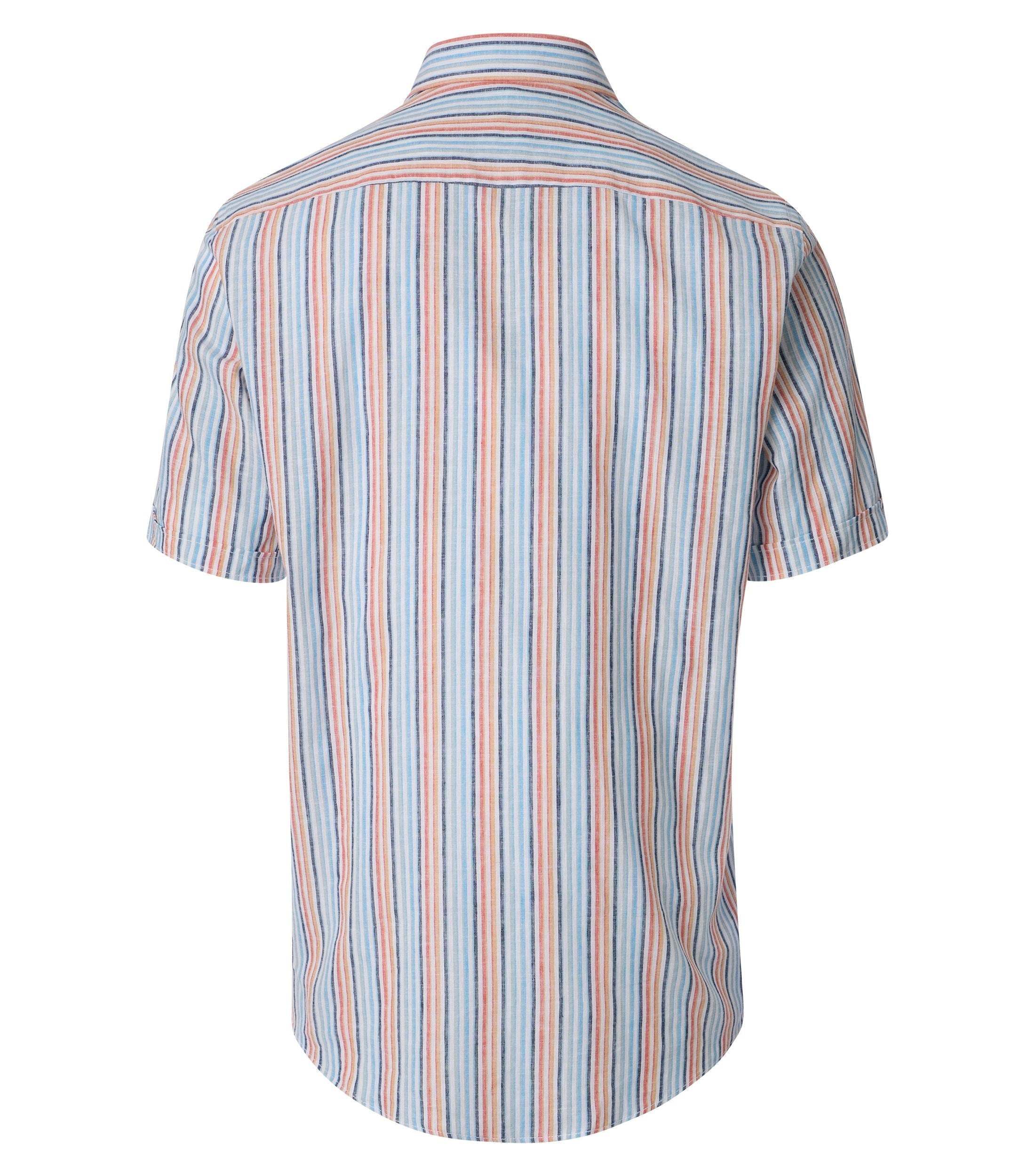 Casamoda lyhythihainen kauluspaita raidallinen pellava casual fit