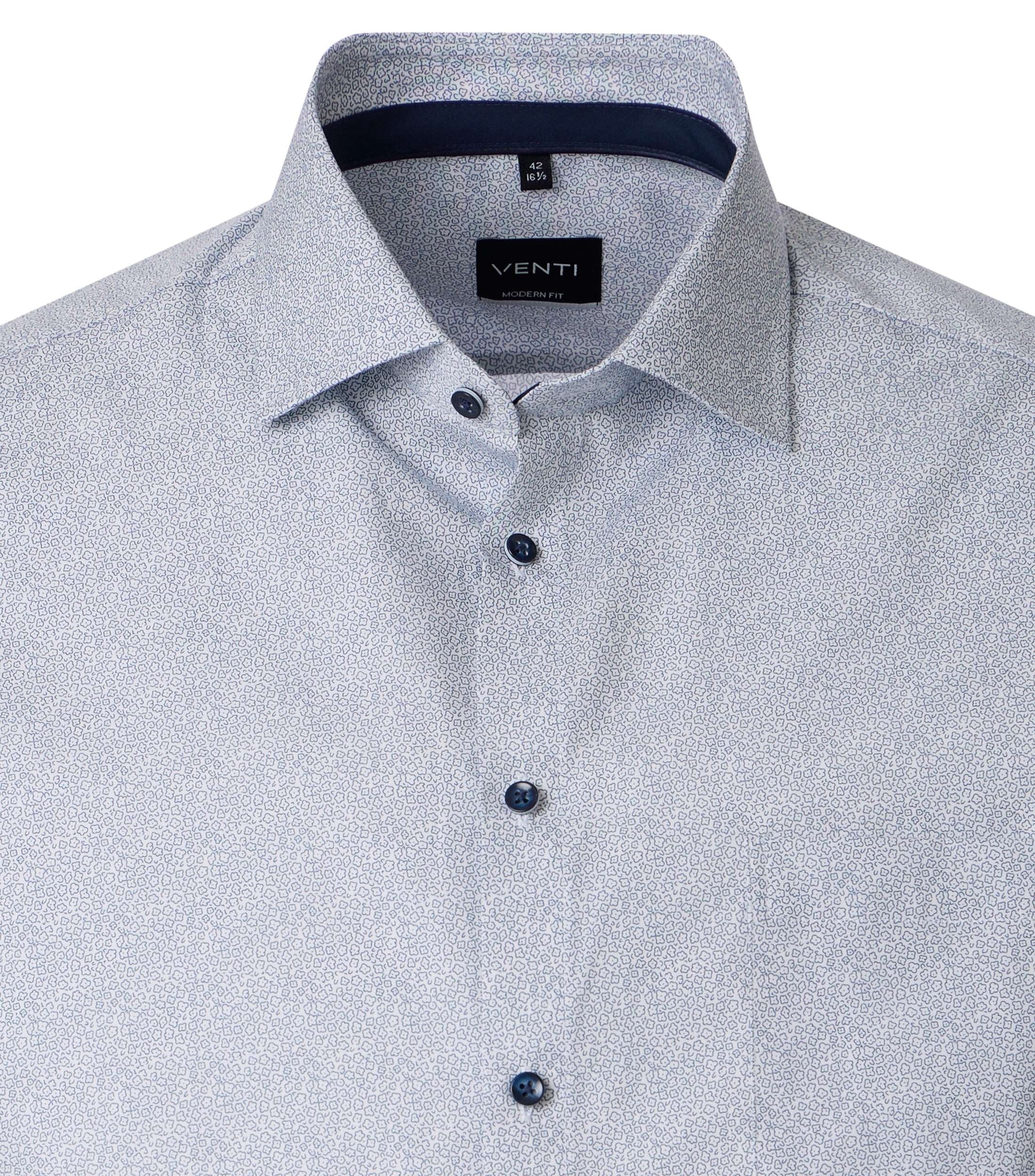 Venti pitkähihainen kauluspaita sininen mikroprintti modern fit