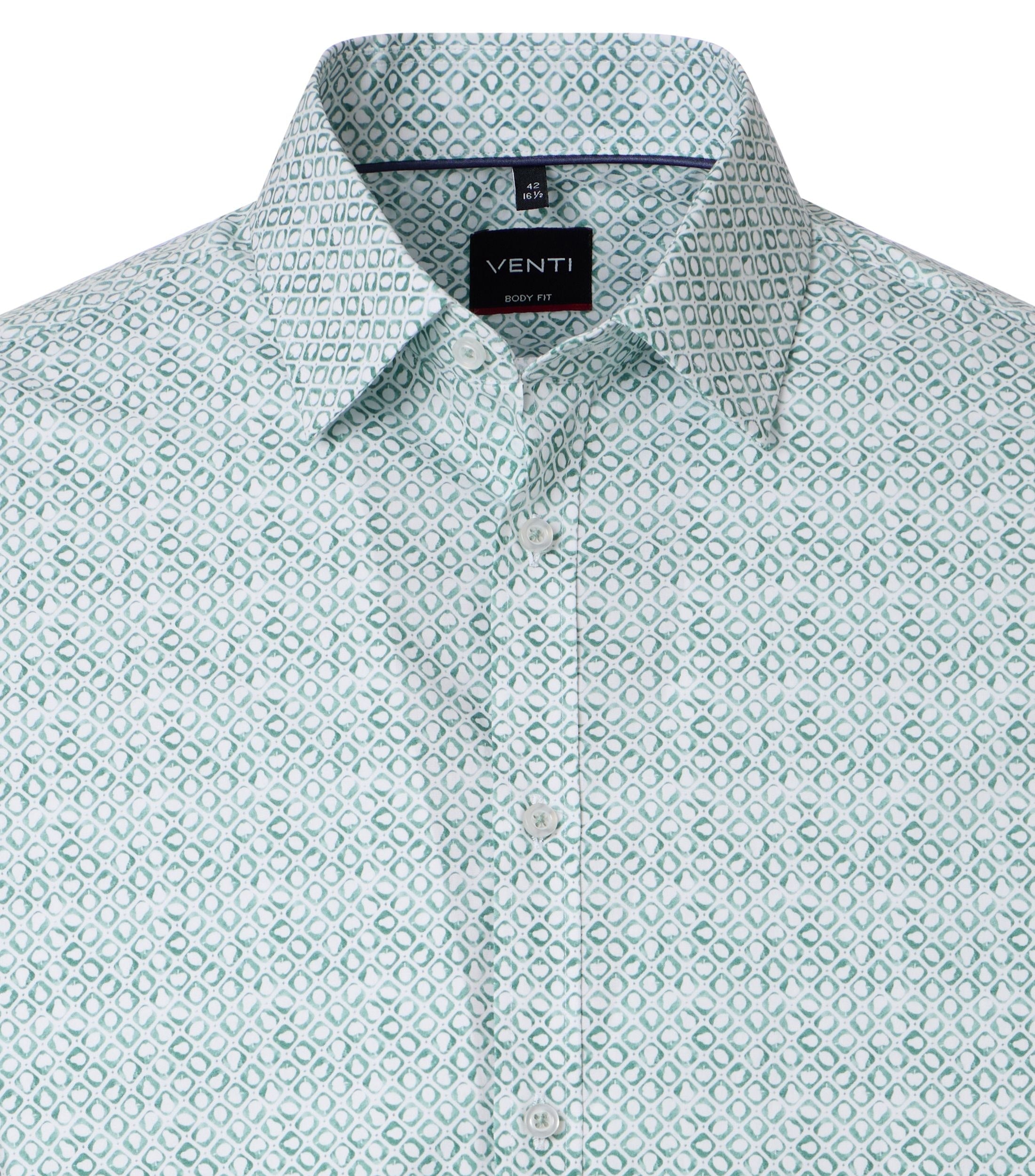 Venti pitkähihainen kauluspaita sinivihreä printti body fit