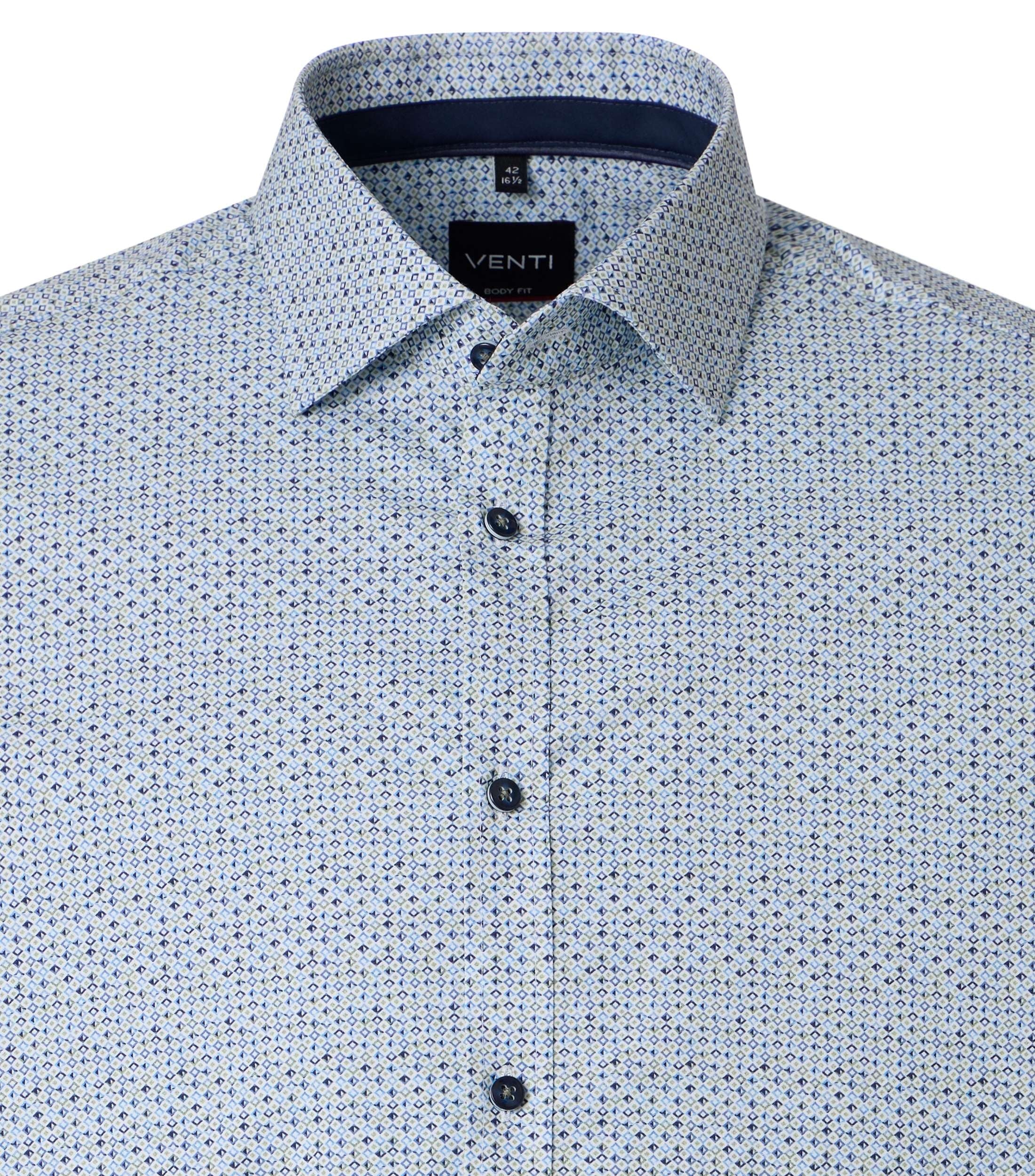 Venti pitkähihainen kauluspaita sininen printti body fit