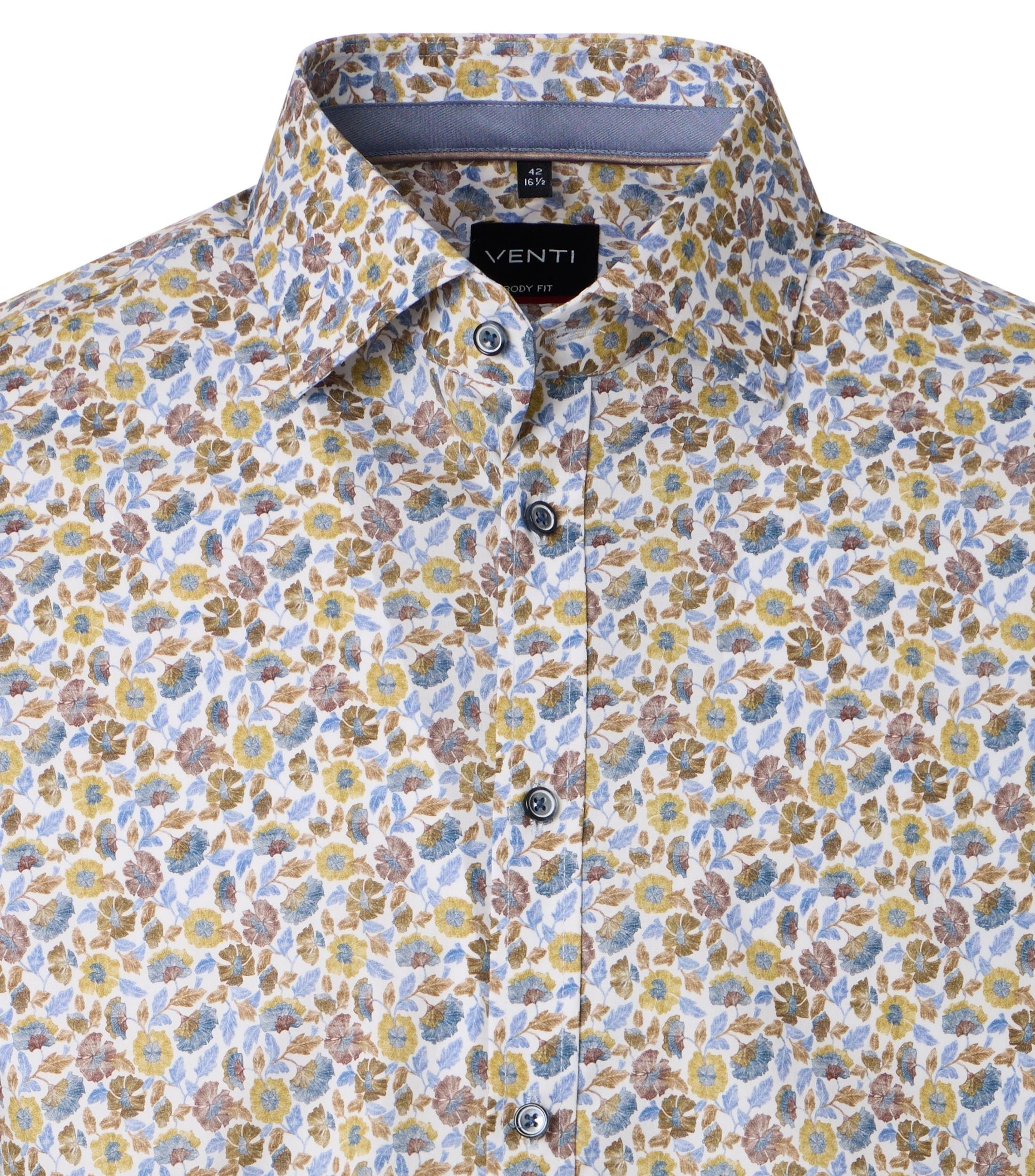 Venti pitkähihainen kauluspaita monivärinen kukkaprintti body fit