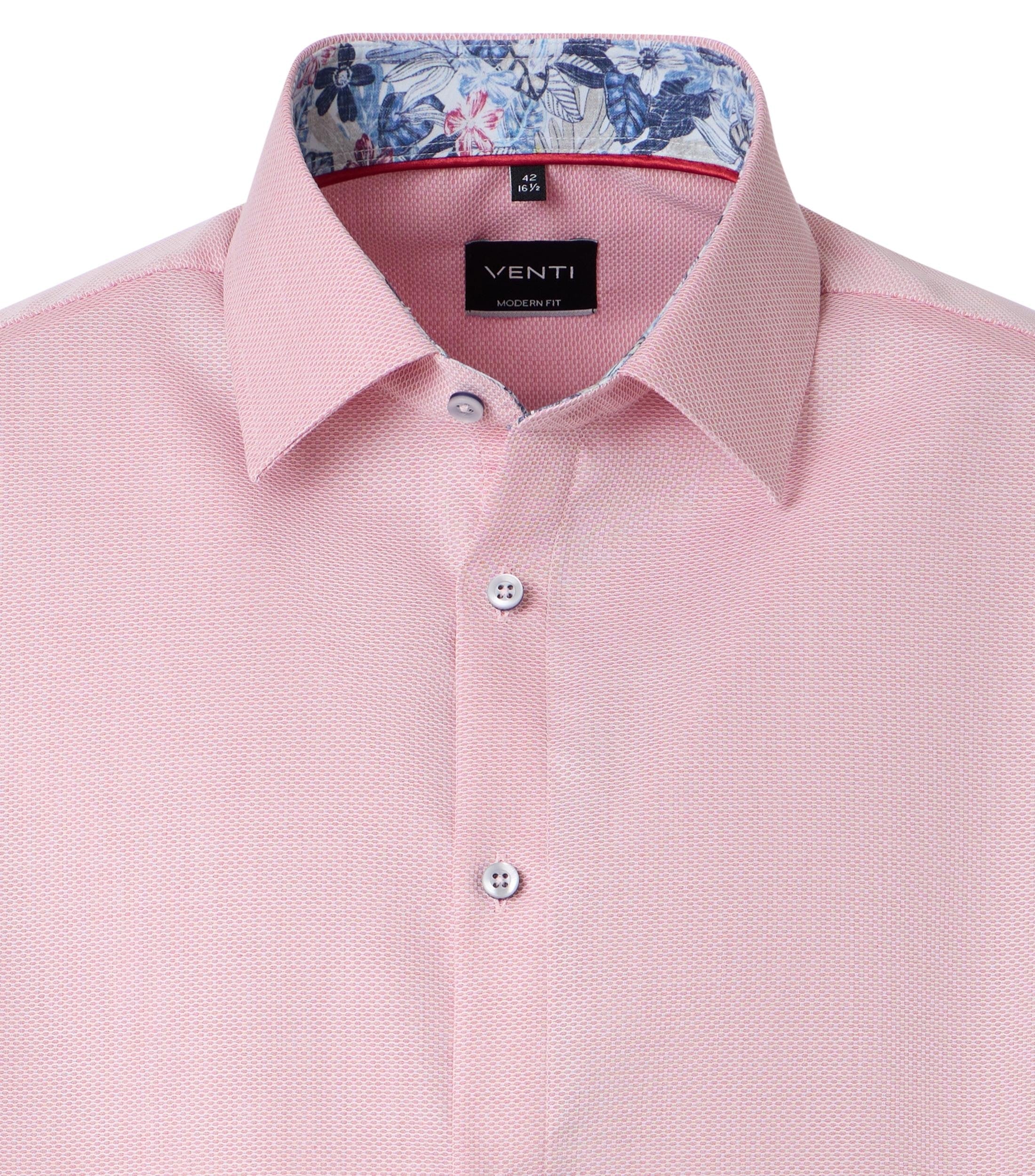 Venti pitkähihainen kauluspaita vaaleanpunainen kontrastipaita modern fit