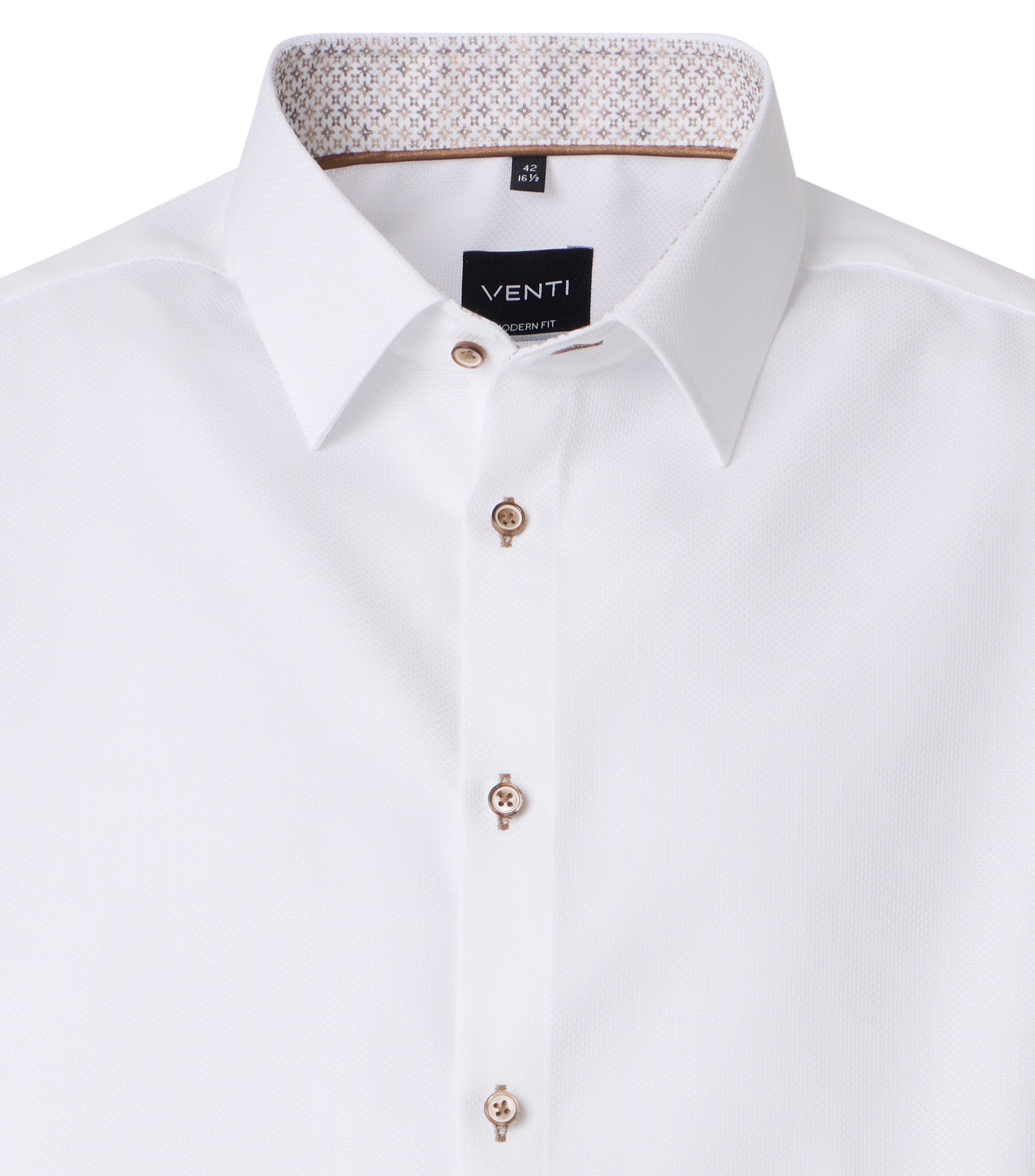 Venti pitkähihainen kauluspaita valkoinen struktuuri kontrastipaita modern fit