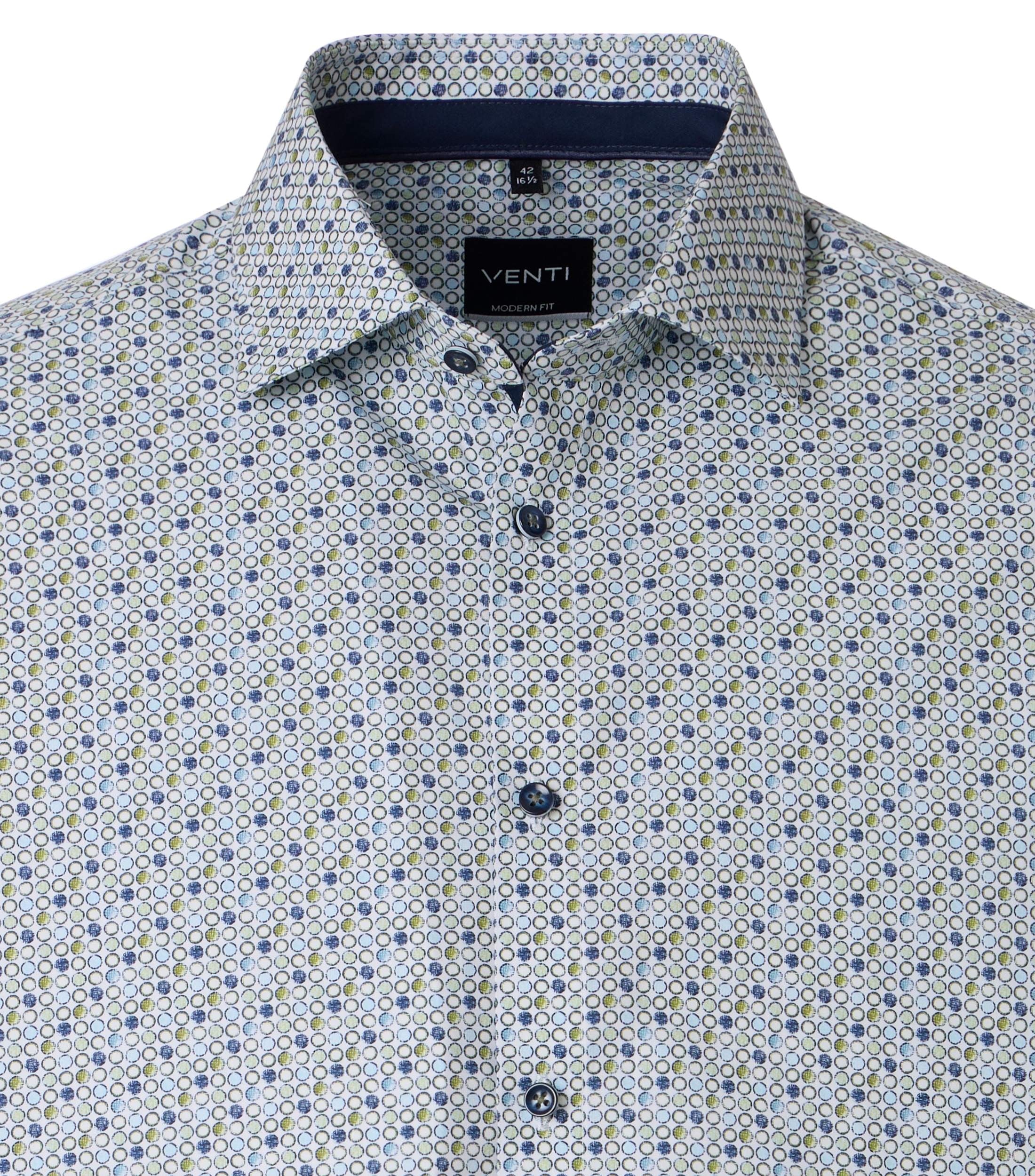 Venti pitkähihainen kauluspaita sinivihreä printti modern fit