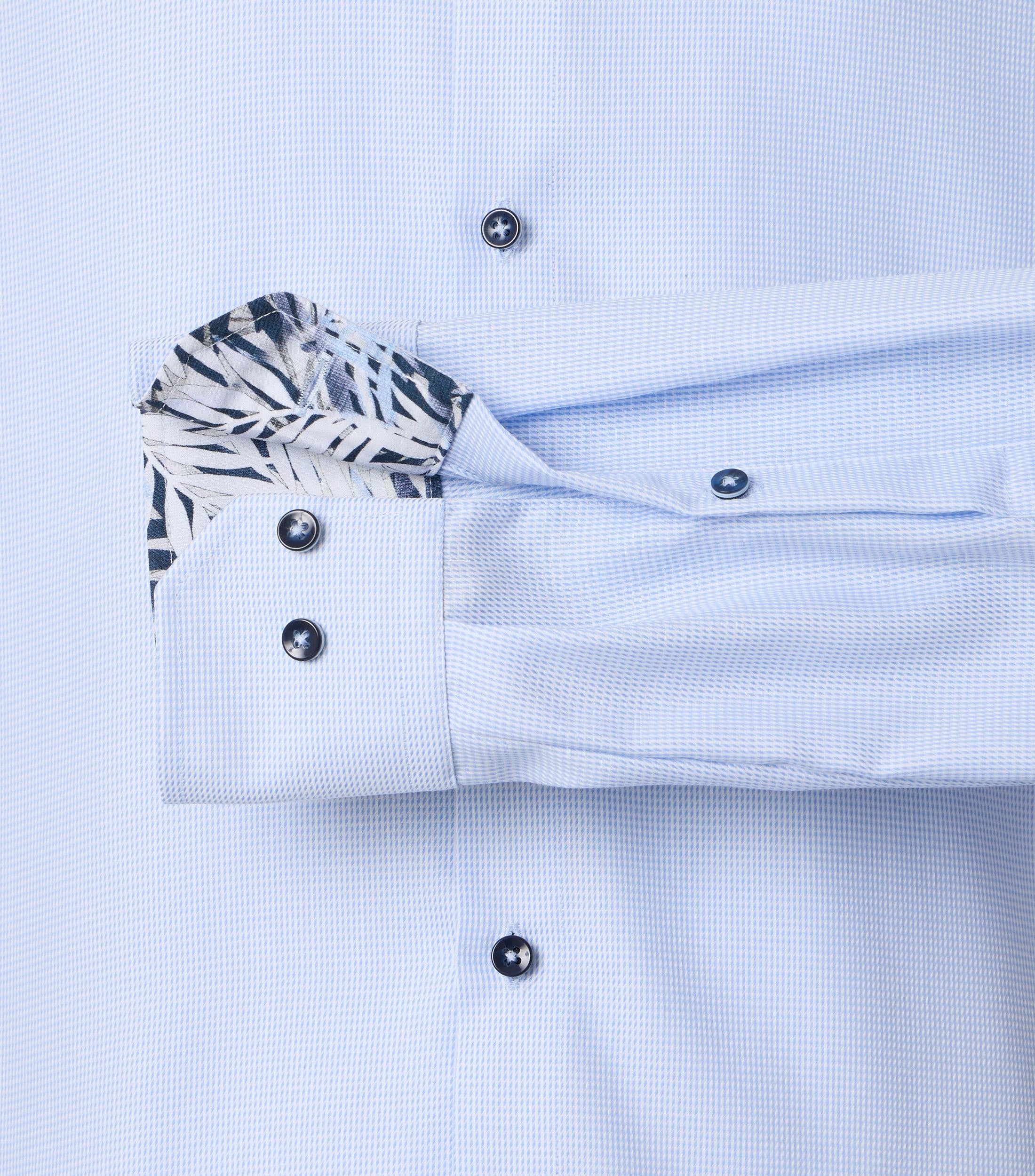 Venti kauluspaita vaaleansininen twill mikrotekstuuri kontrastivärein modern fit