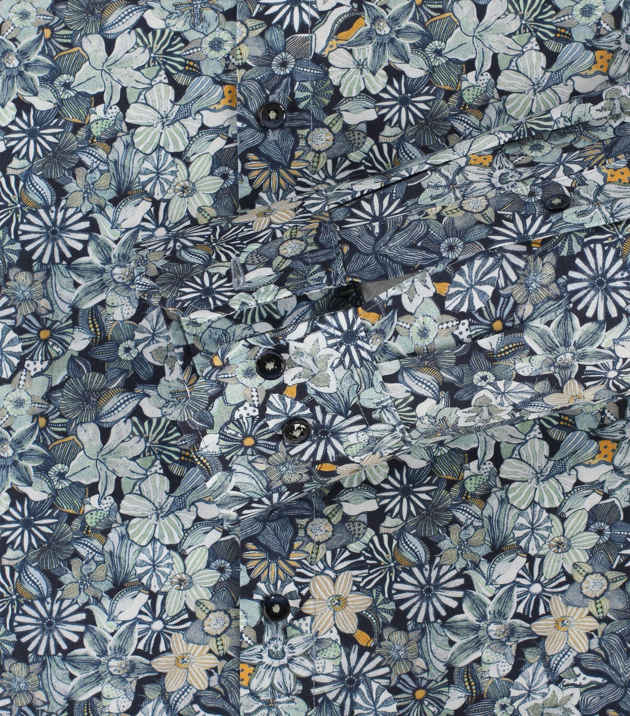 Venti kauluspaita sininen kukka printtikuviolla modern fit