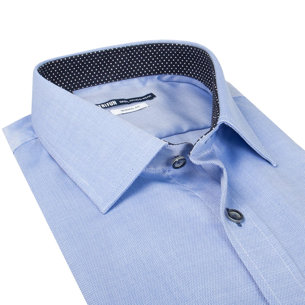 Petrifun vaaleansininen kauluspaita kontrastinapein normal fit