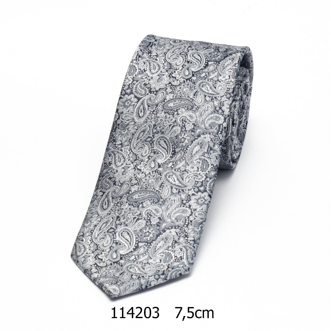 Matex harmaa-sininen paisley solmio
