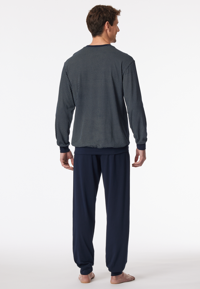 Schiesser pitkä pyjama navy comfort fit