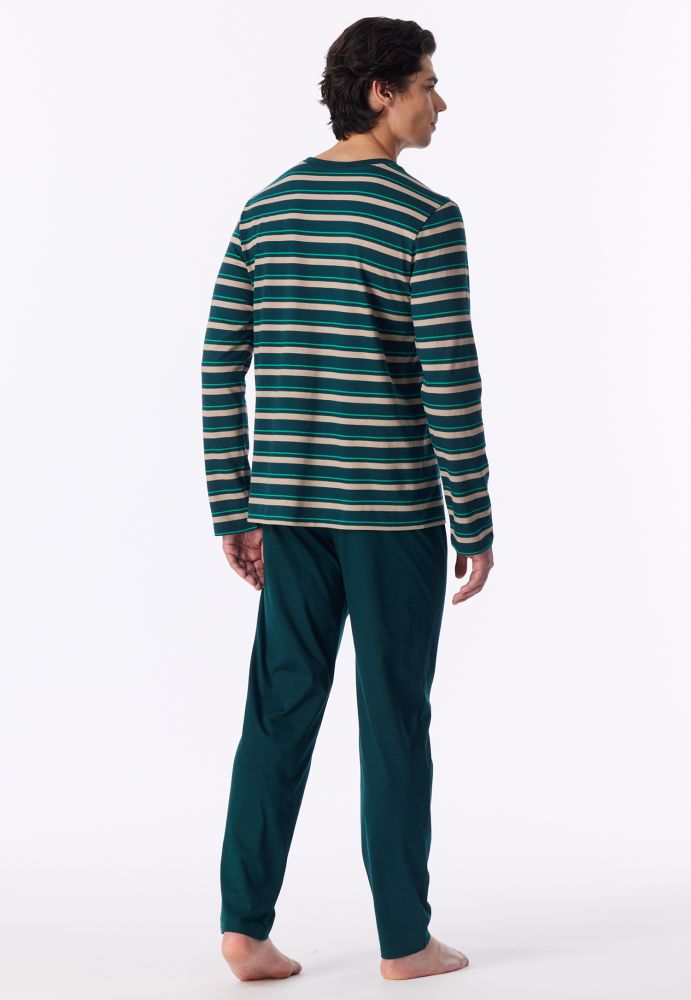 Schiesser pitkä pyjama vihreä raita