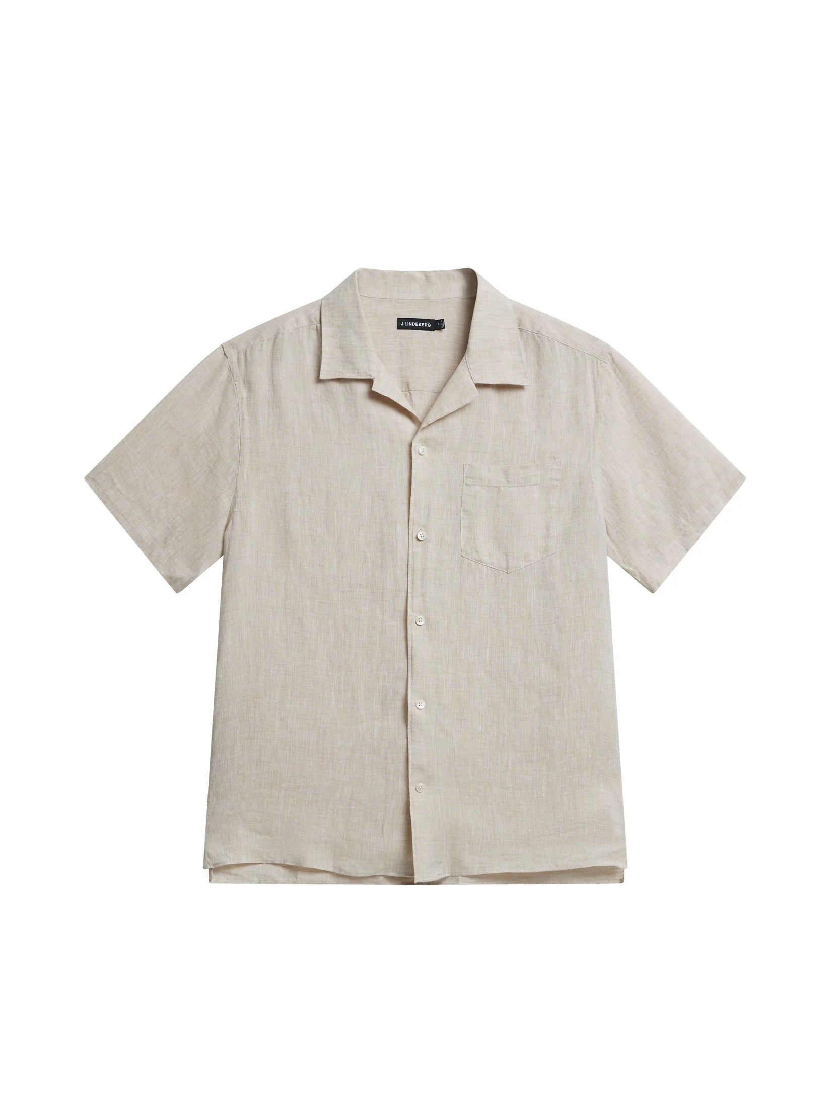 J.Lindeberg lyhythihainen pellavapaita beige "Elio Linen Melange Shirt"