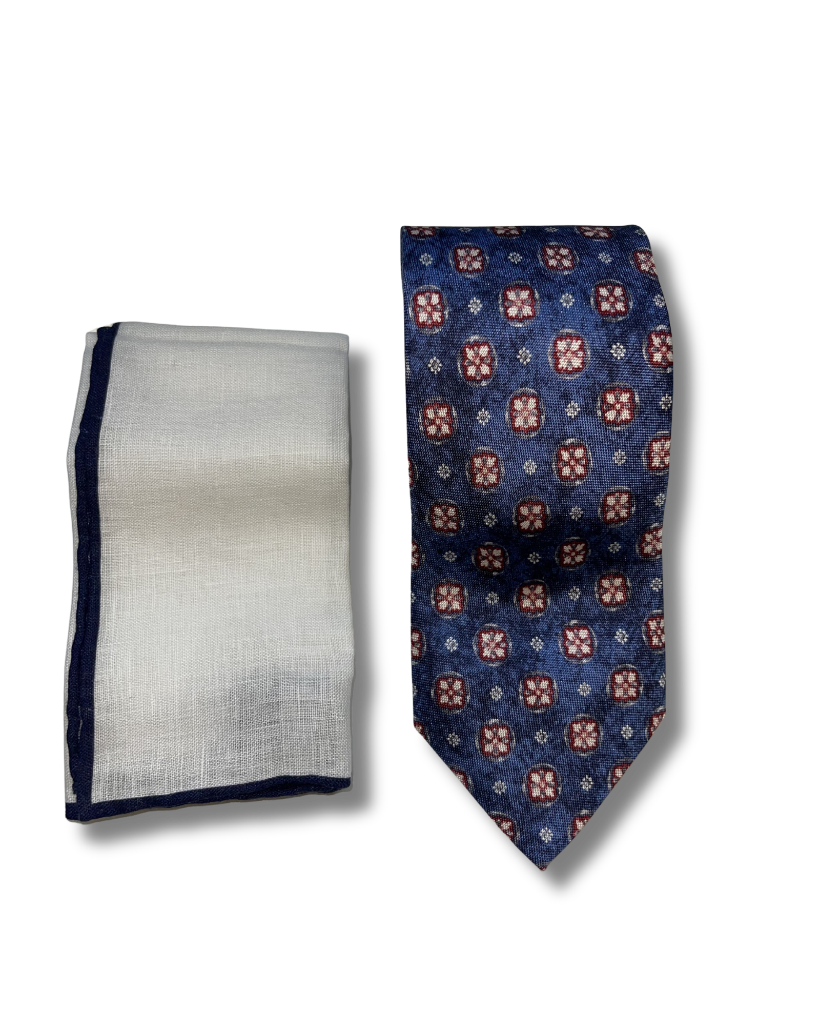Amanda Christensen silkkisolmio- ja taskuliinasetti navy