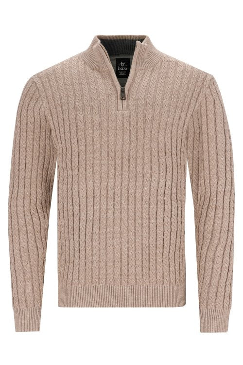 Hajo beige half zip kaapelineule