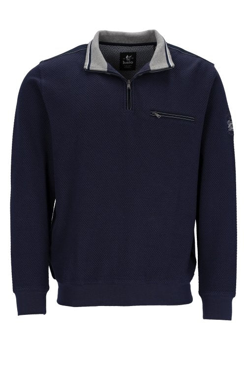 Hajo collegeneule half zip tummansininen