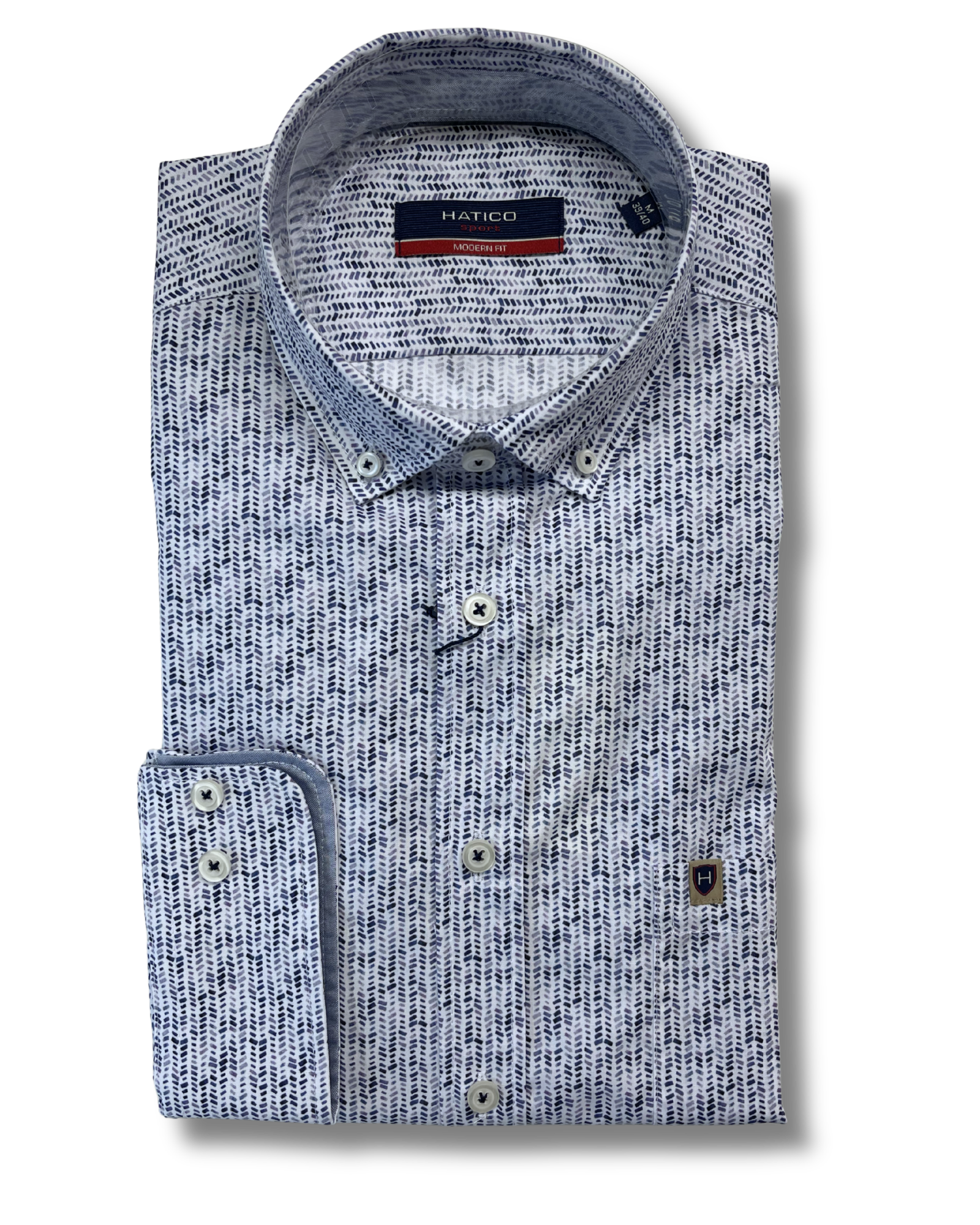Hatico kauluspaita vaaleansininen pieni printti modern fit