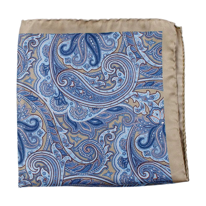 Amanda Christensen taskuliina vihreä-sininen paisley silkki