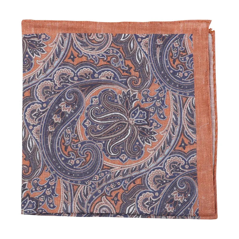 Amanda Christensen taskuliina oranssi paisley pellava