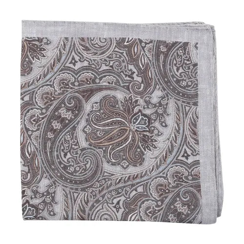 Amanda Christensen taskuliina harmaa paisley pellava