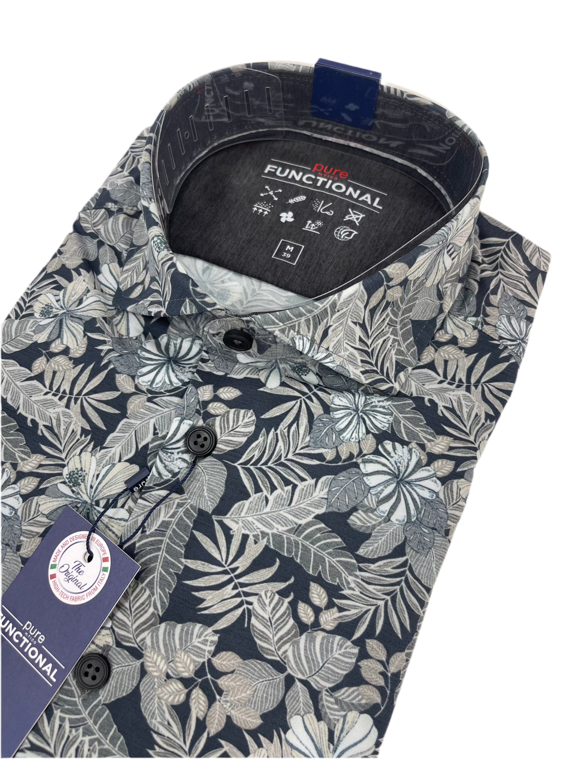 PURE joustokouluspaita siniharmaa kukka "Functional shirt"