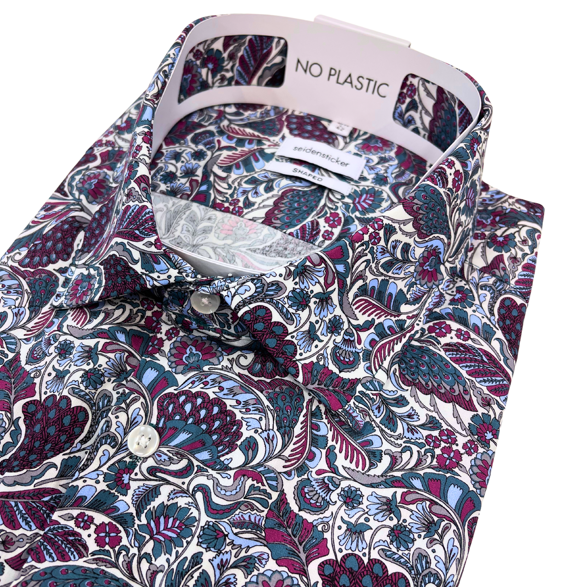 Seidensticker kauluspaita sinipuna paisley shaped fit