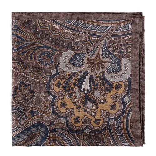 Amanda Christensen taskuliina silkki beige-sininen paisley