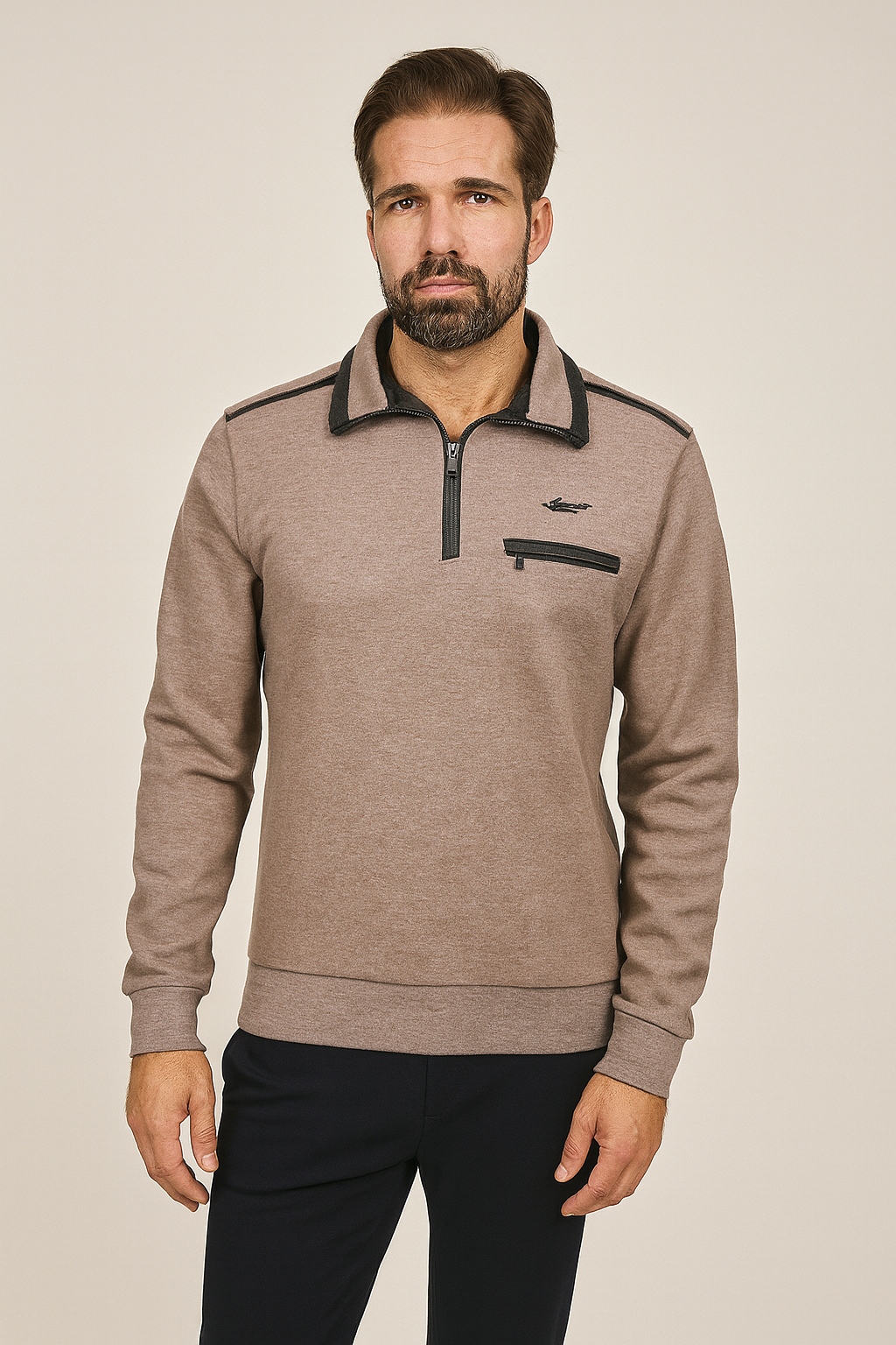 Monte Carlo half zip college beige