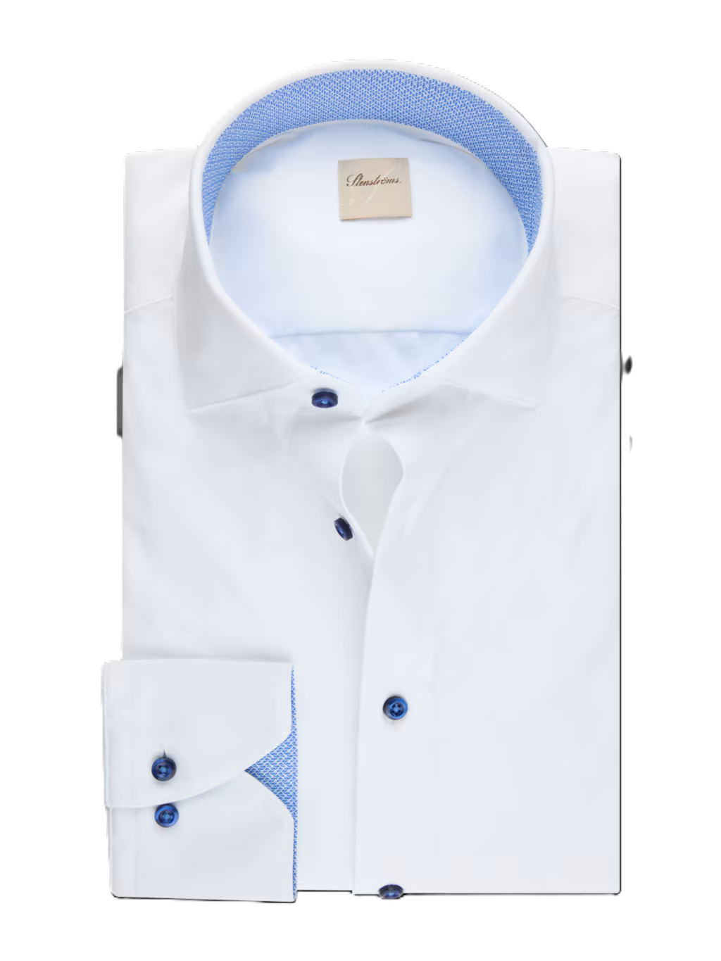 Stenströms slimline joustokauluspaita valkoinen kontrastivärein