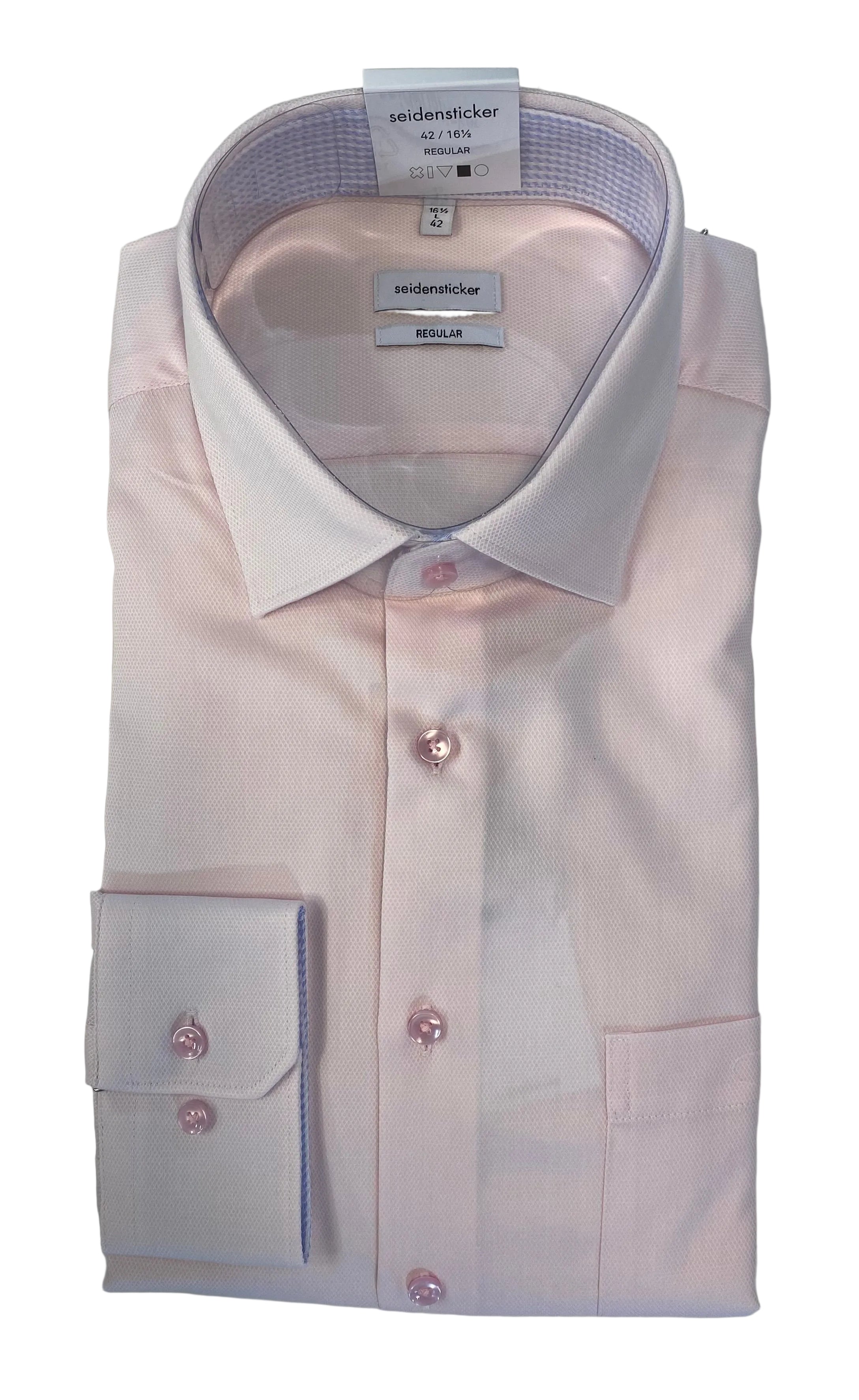 Seidensticker kauluspaita Shaped fit ekstrapitkä Vaaleanpunainen kontrastivärein