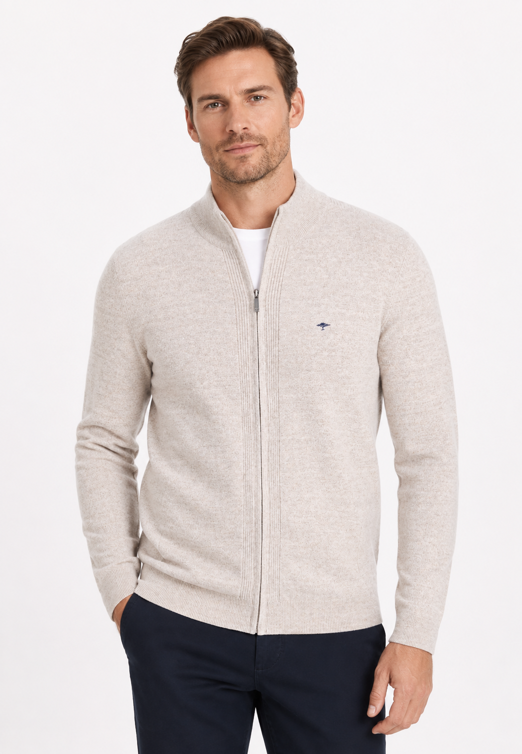 Fynch-Hatton neuletakki beige puuvilla-villa