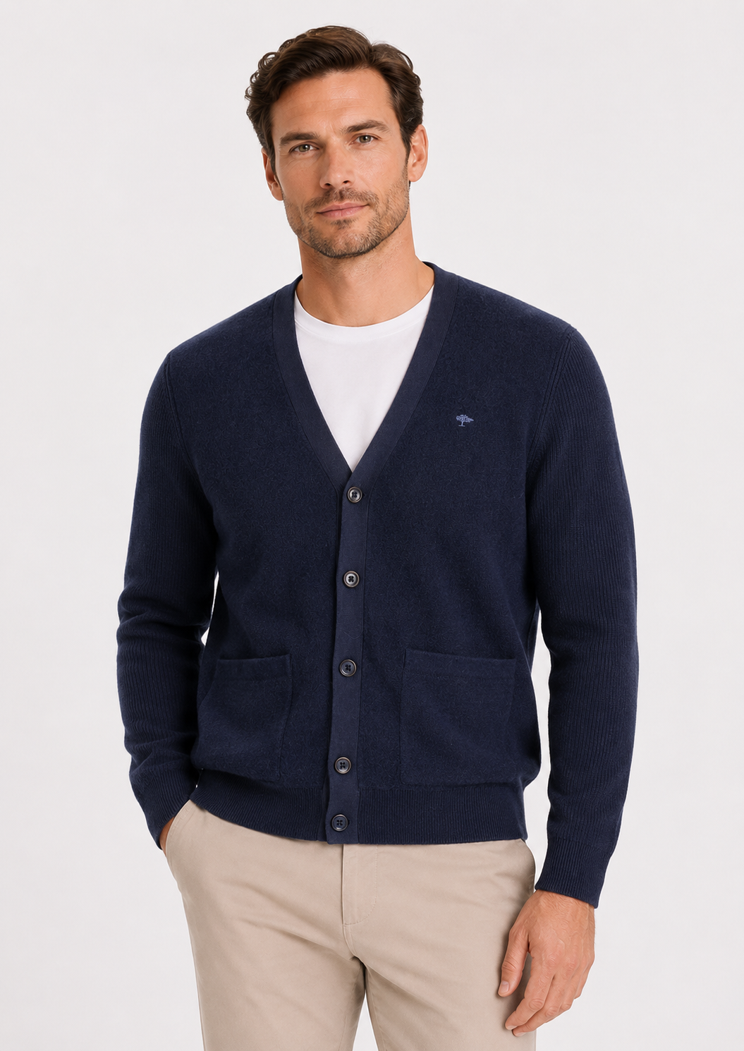 Fynch-Hatton navy napillinen villatakki boiled wool