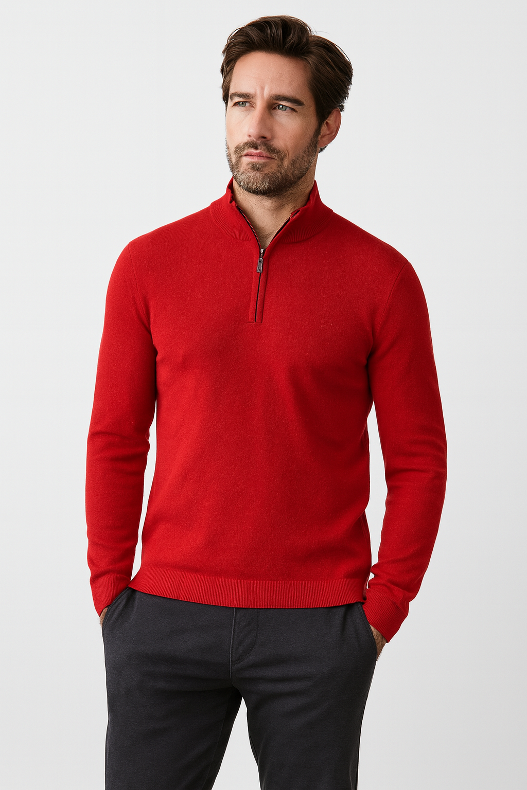 Fynch-Hatton half zip neule punainen puuvilla-kashmir