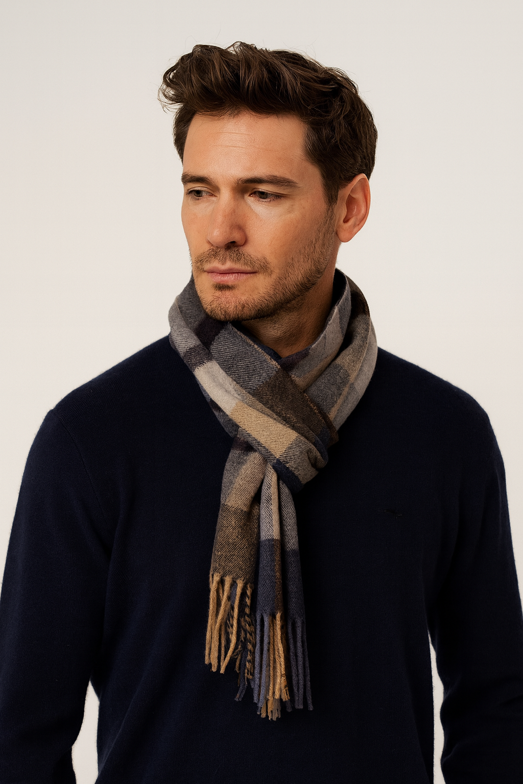 Fynch-Hatton kaulahuivi Soft Check Scarf - Charcoal