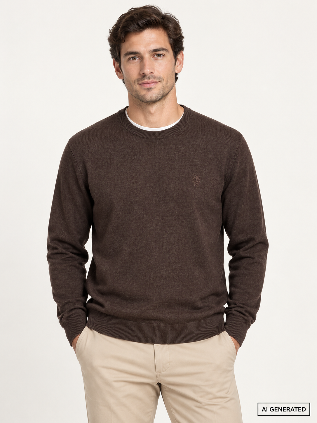 Mel Richman neule Men's crew neck sweater Brown