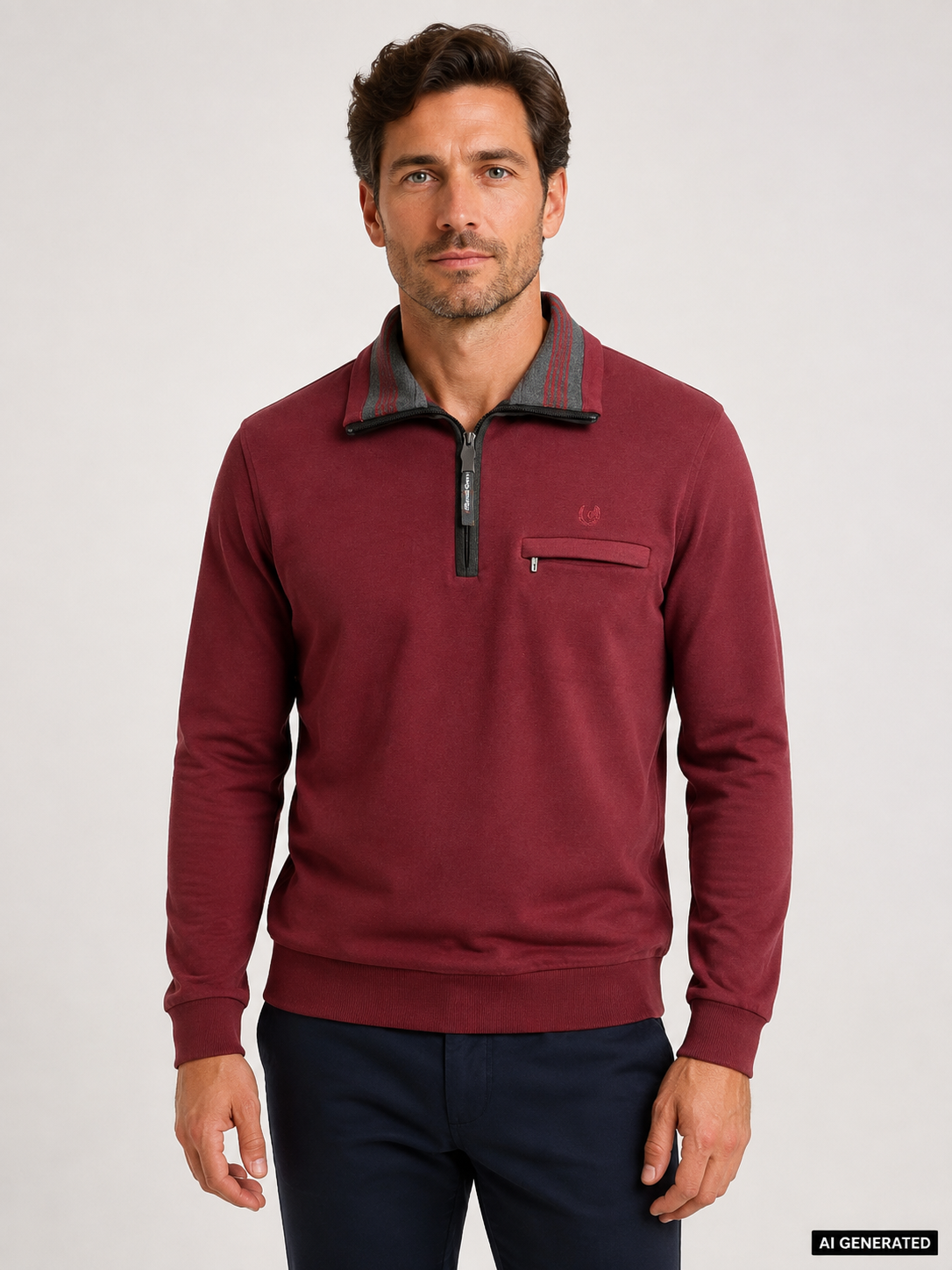 MonteCarlo kollaripaita Half zip Burgundy