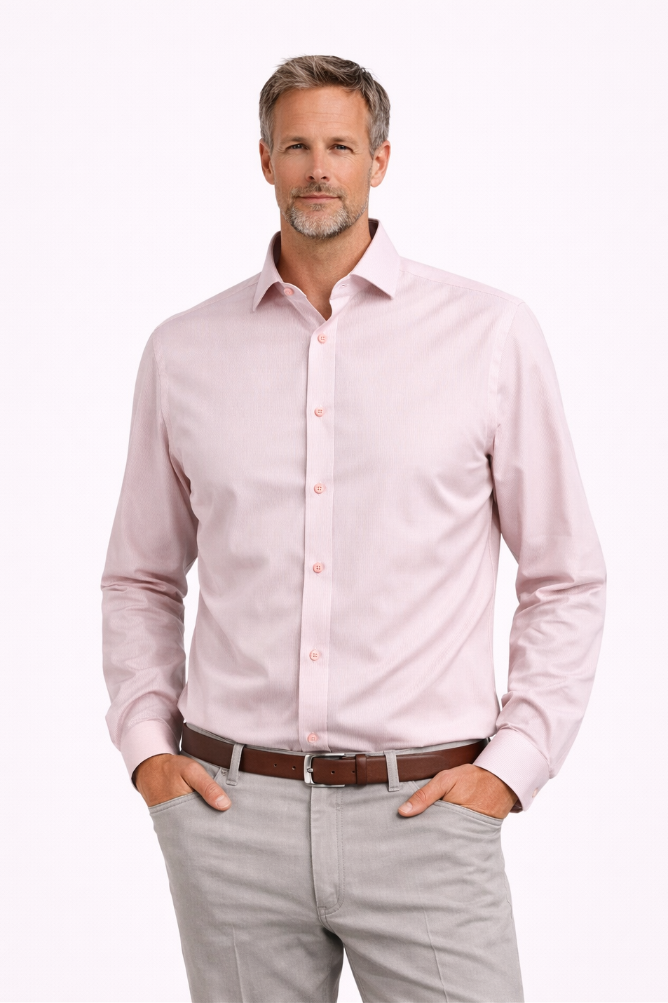 Seidensticker kauluspaita Shaped fit ekstrapitkä Vaaleanpunainen kontrastivärein