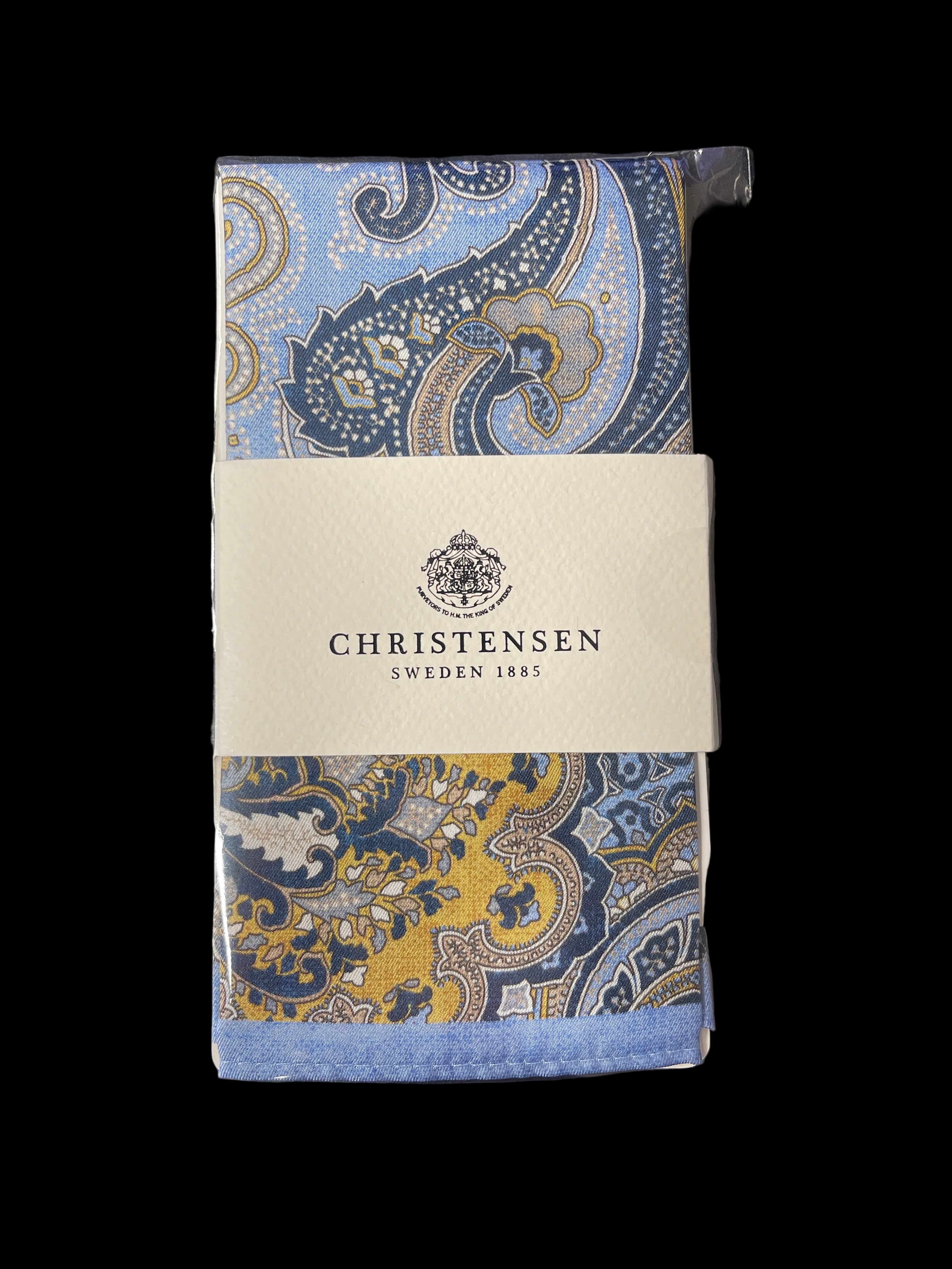 Amanda Christensen taskuliina silkki vaaleansininen paisley