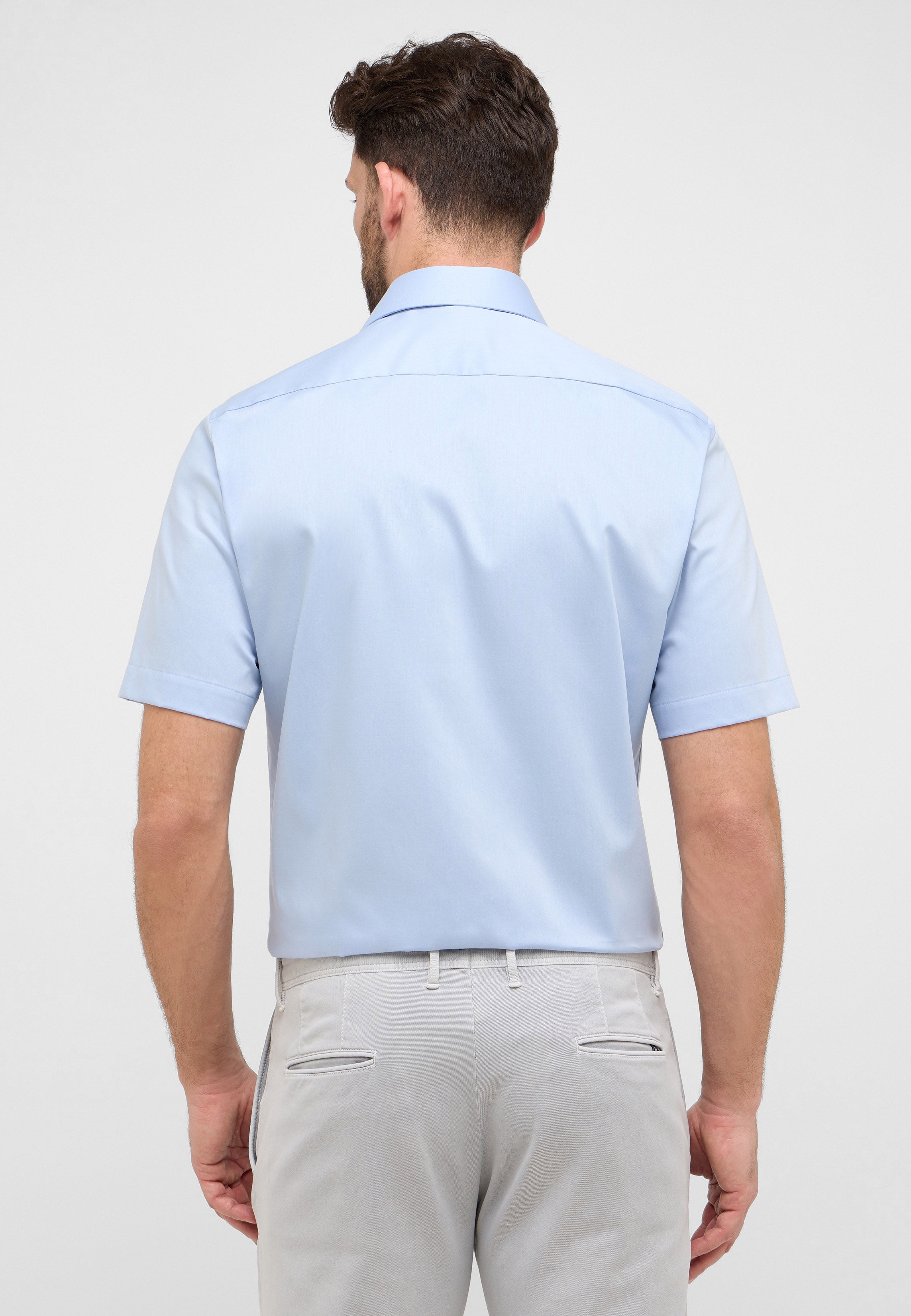 Eterna sininen lyhythihainen kauluspaita modern fit