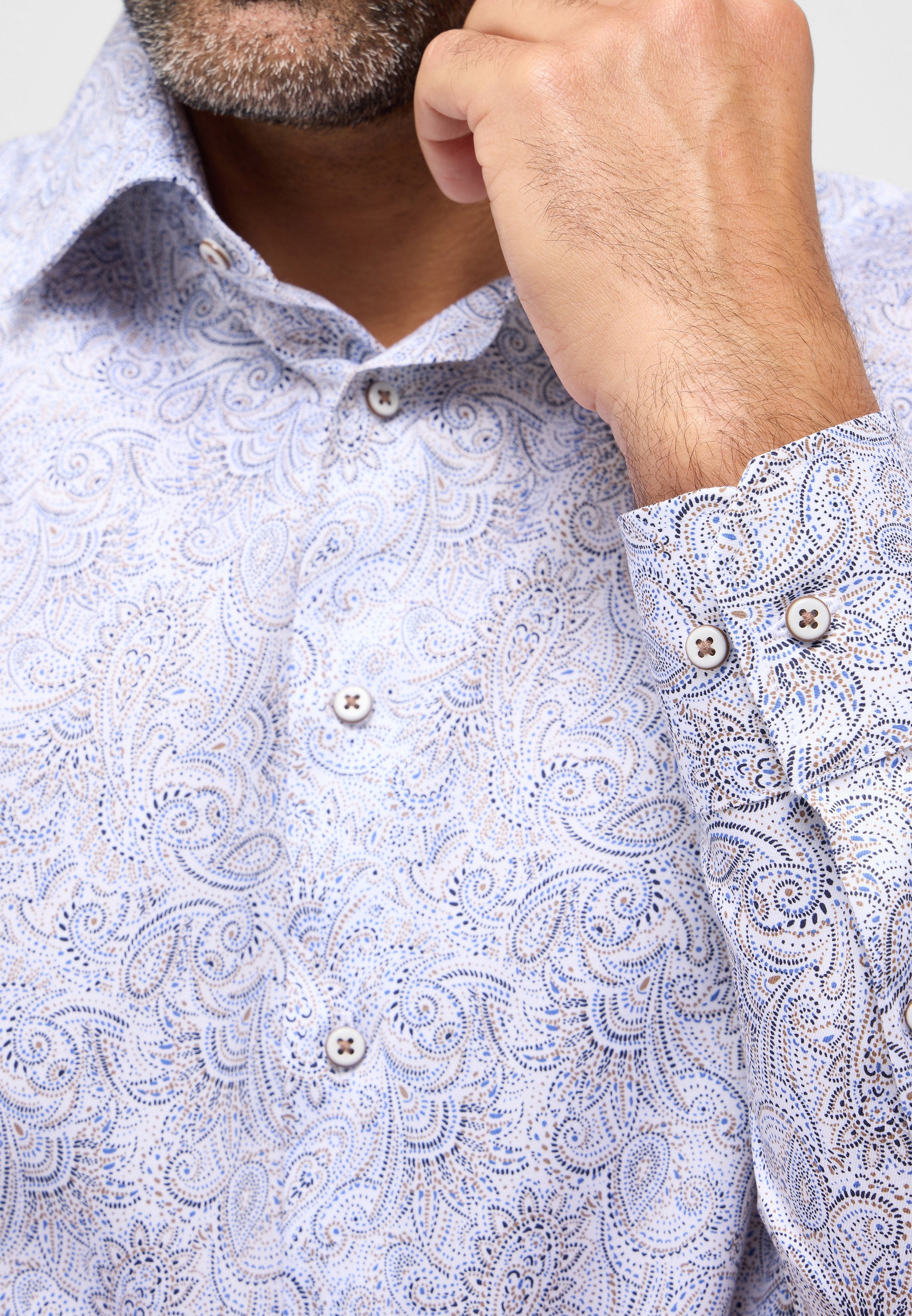 Eterna vaalea paisley kauluspaita comfort fit