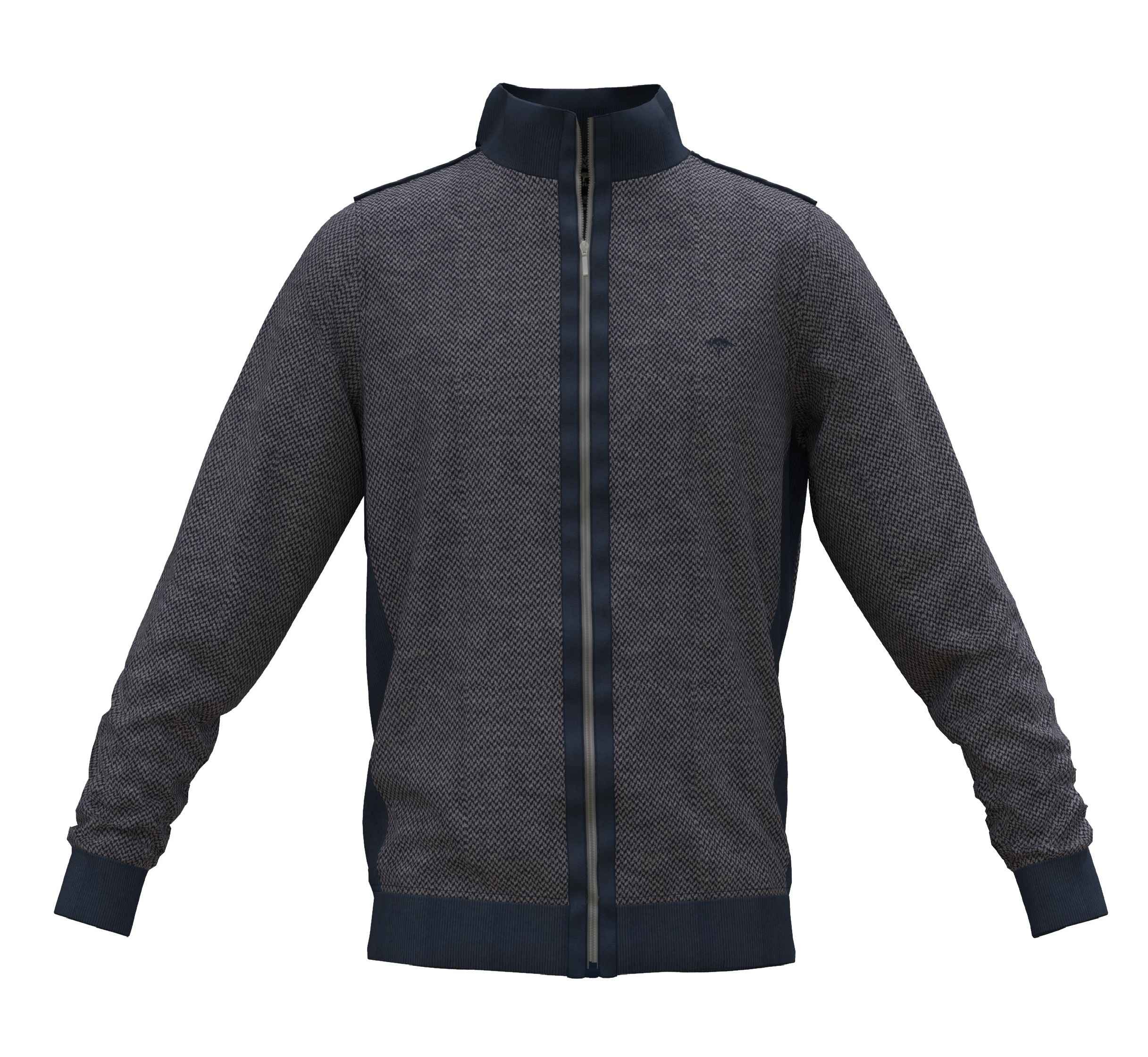 Fynch-Hatton neuletakki harmaa-sininen "Zip Jacket"