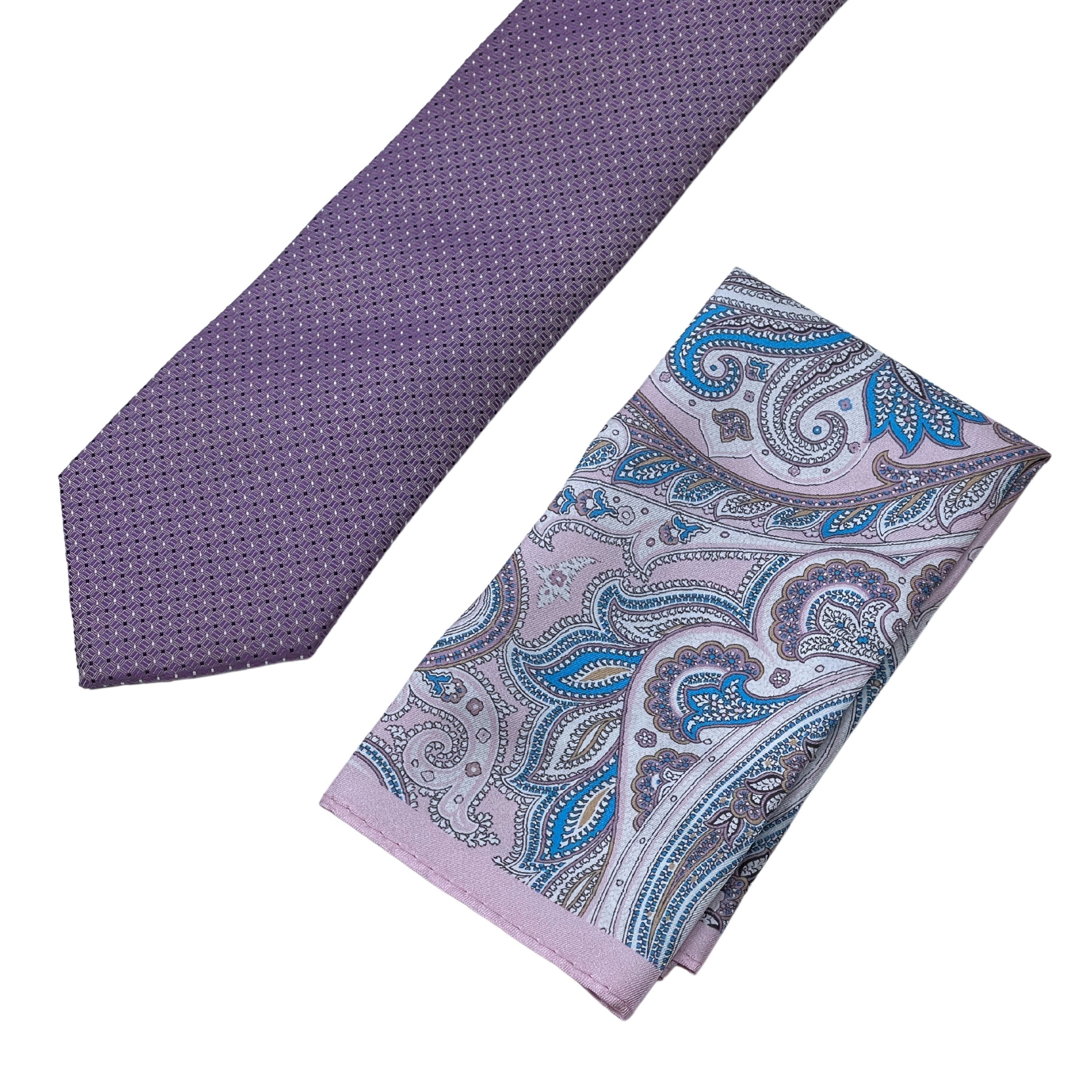 Amanda Christensen violetti solmio ja taskuliina "Tie & Pocket square box set"