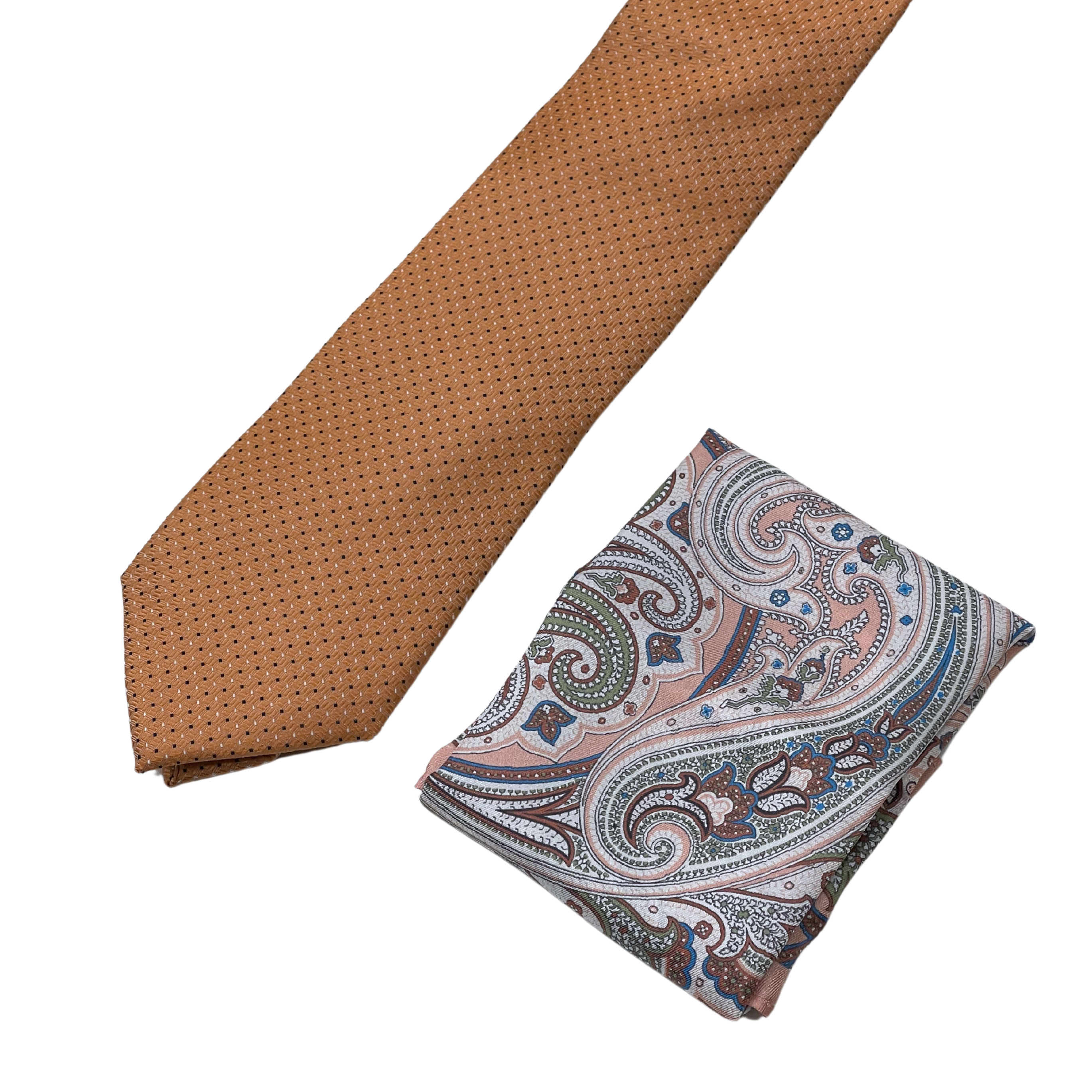 Amanda Christensen oranssi solmio ja taskuliina "Tie & Pocket square box set"